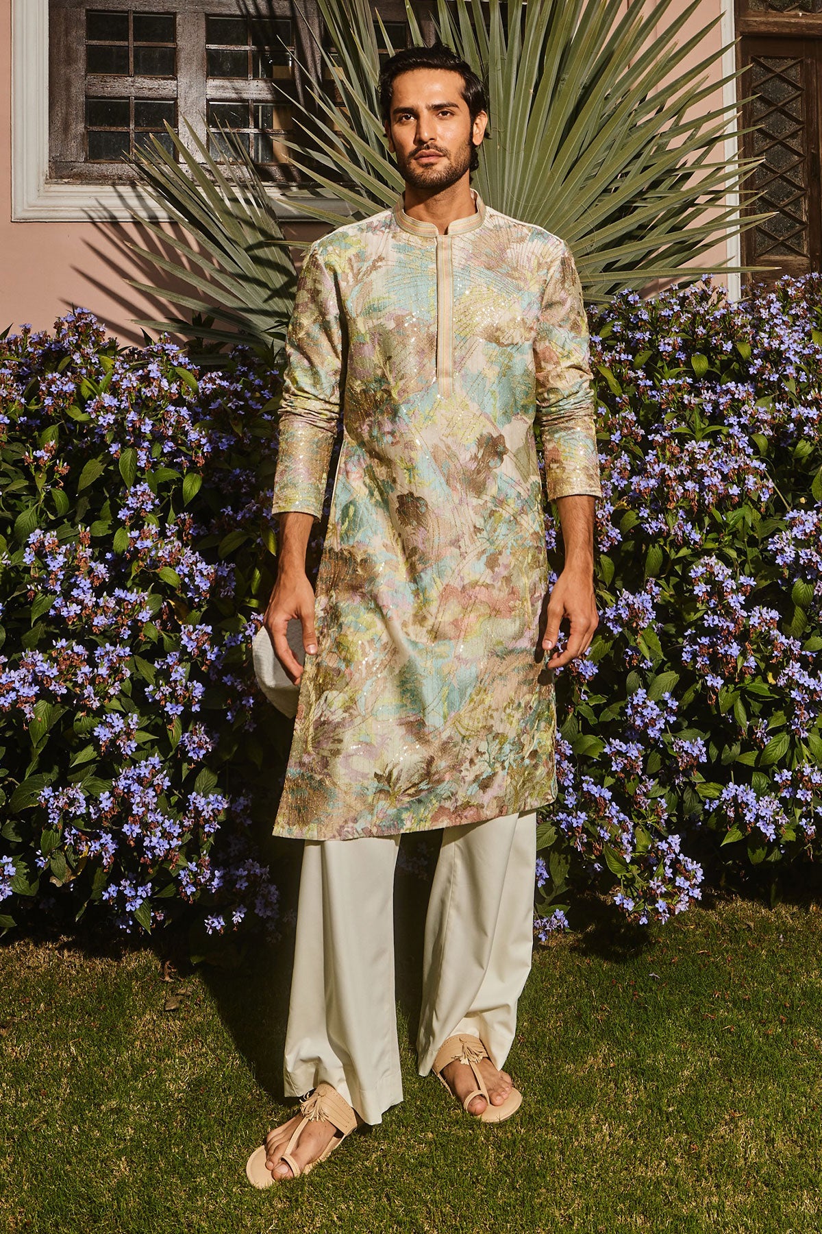 Ivory Sequin Abstract Chanderi Silk Embroidered Kurta