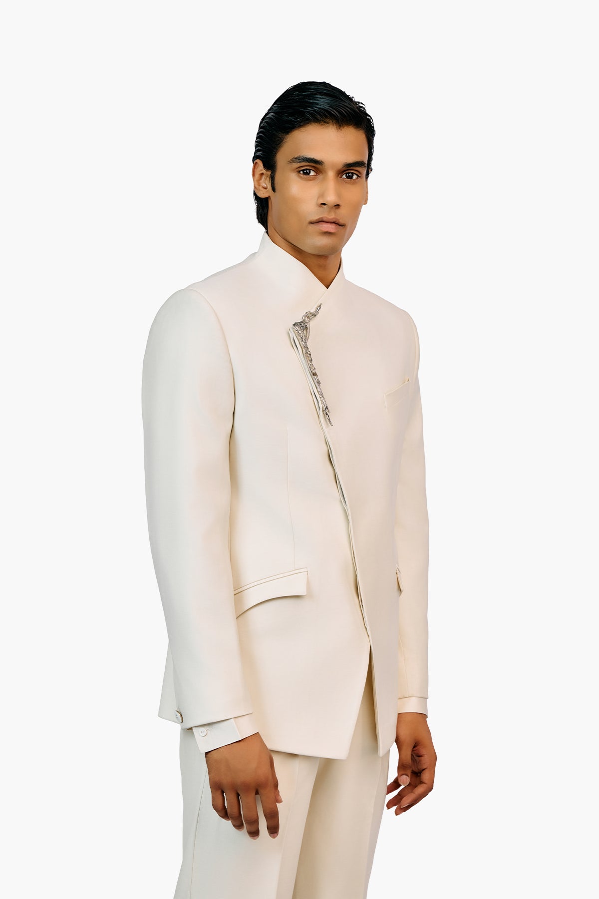 Metallic Brooch Bandhgala