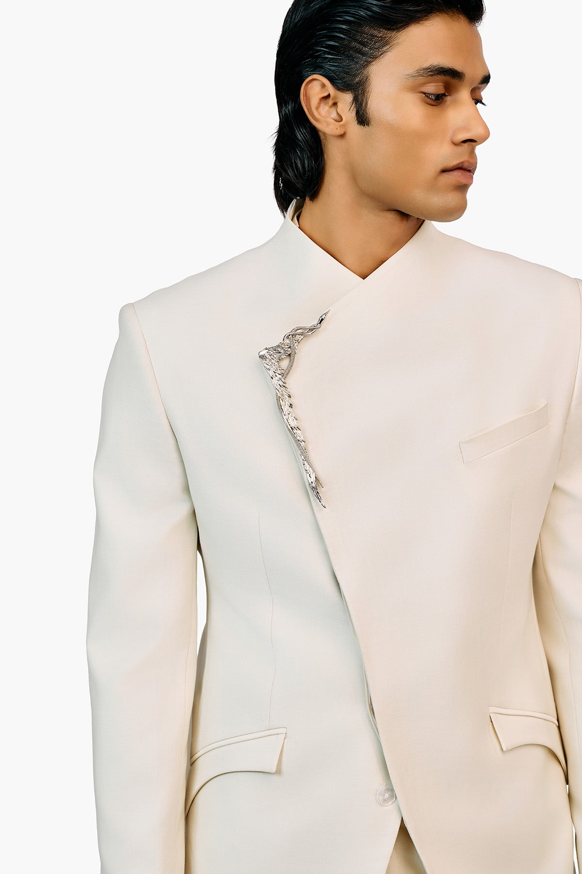 Metallic Brooch Bandhgala