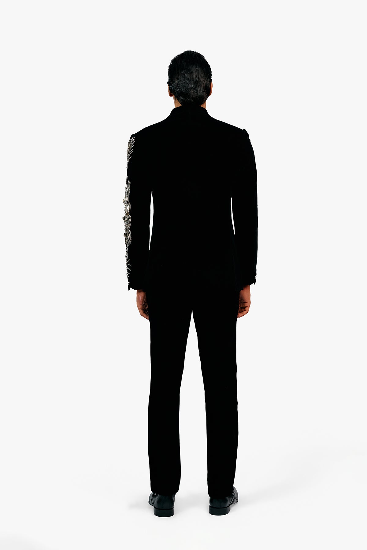 Lineated Velvet Bandhgala