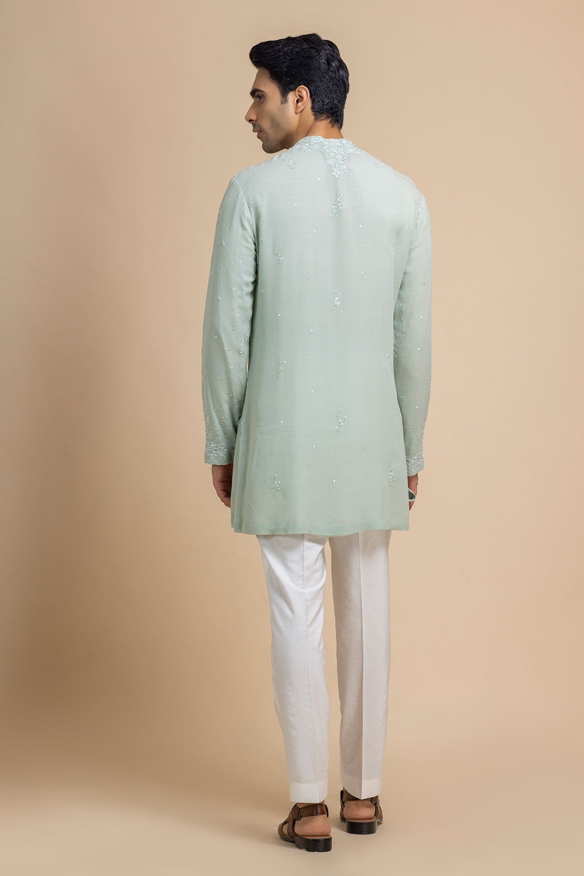Verde Kurta and White Pant Set