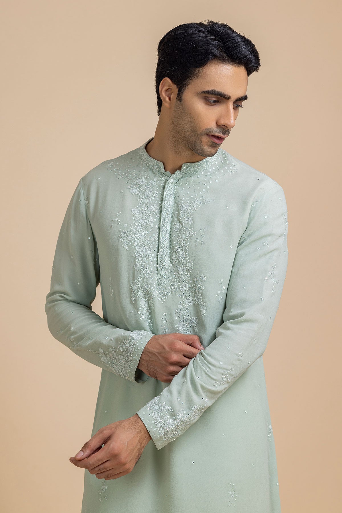Verde Kurta and White Pant Set