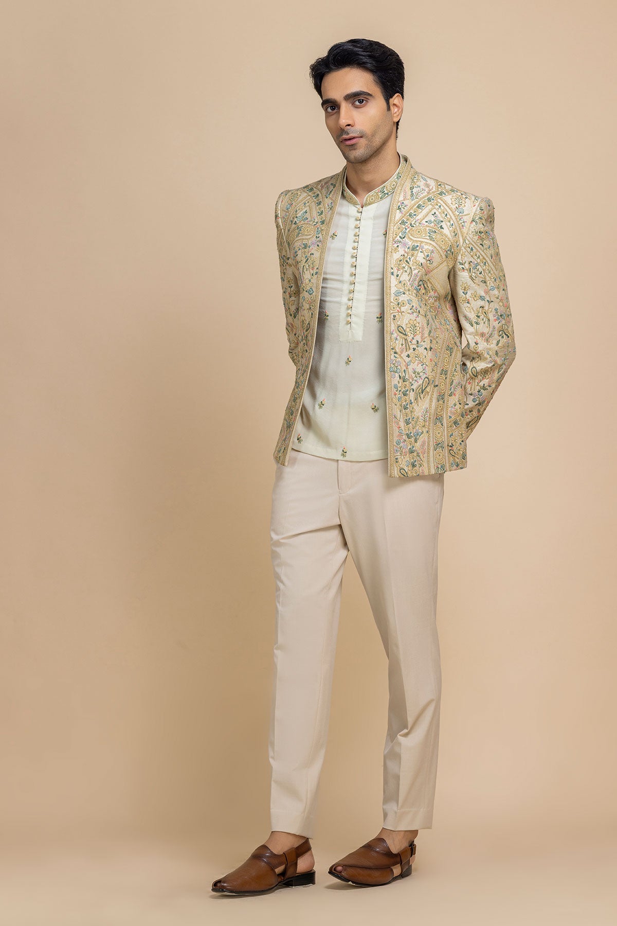 Zavian Short Jacket, Kurta & Pant Set