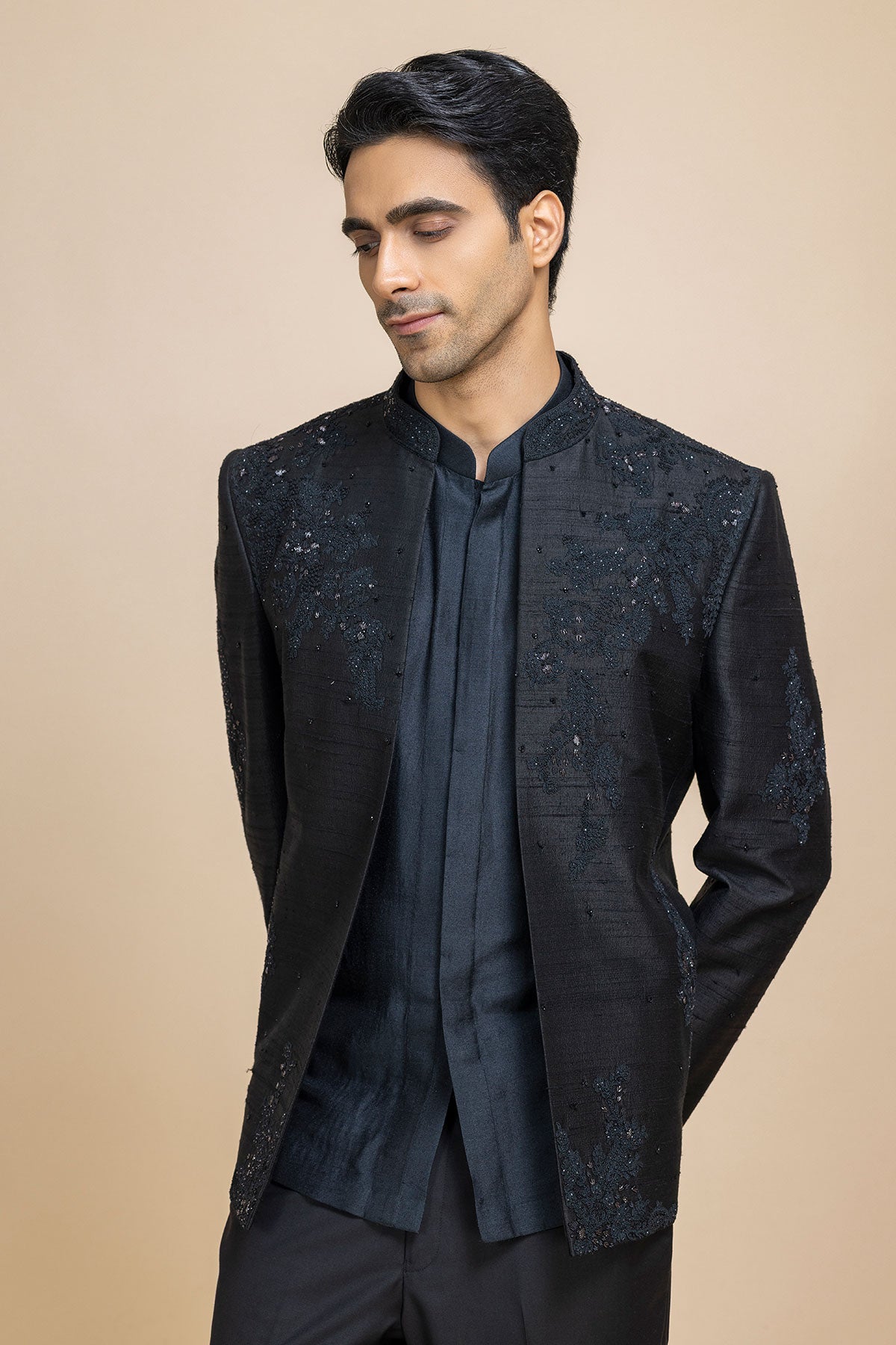 Siyahi Short Open Jacket & Kurta-Pant Set