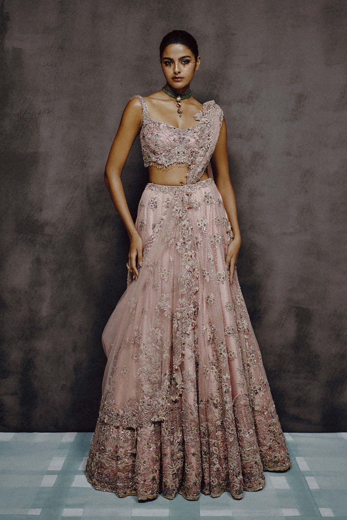 Petalia Dusty Rose Embellished Lehenga