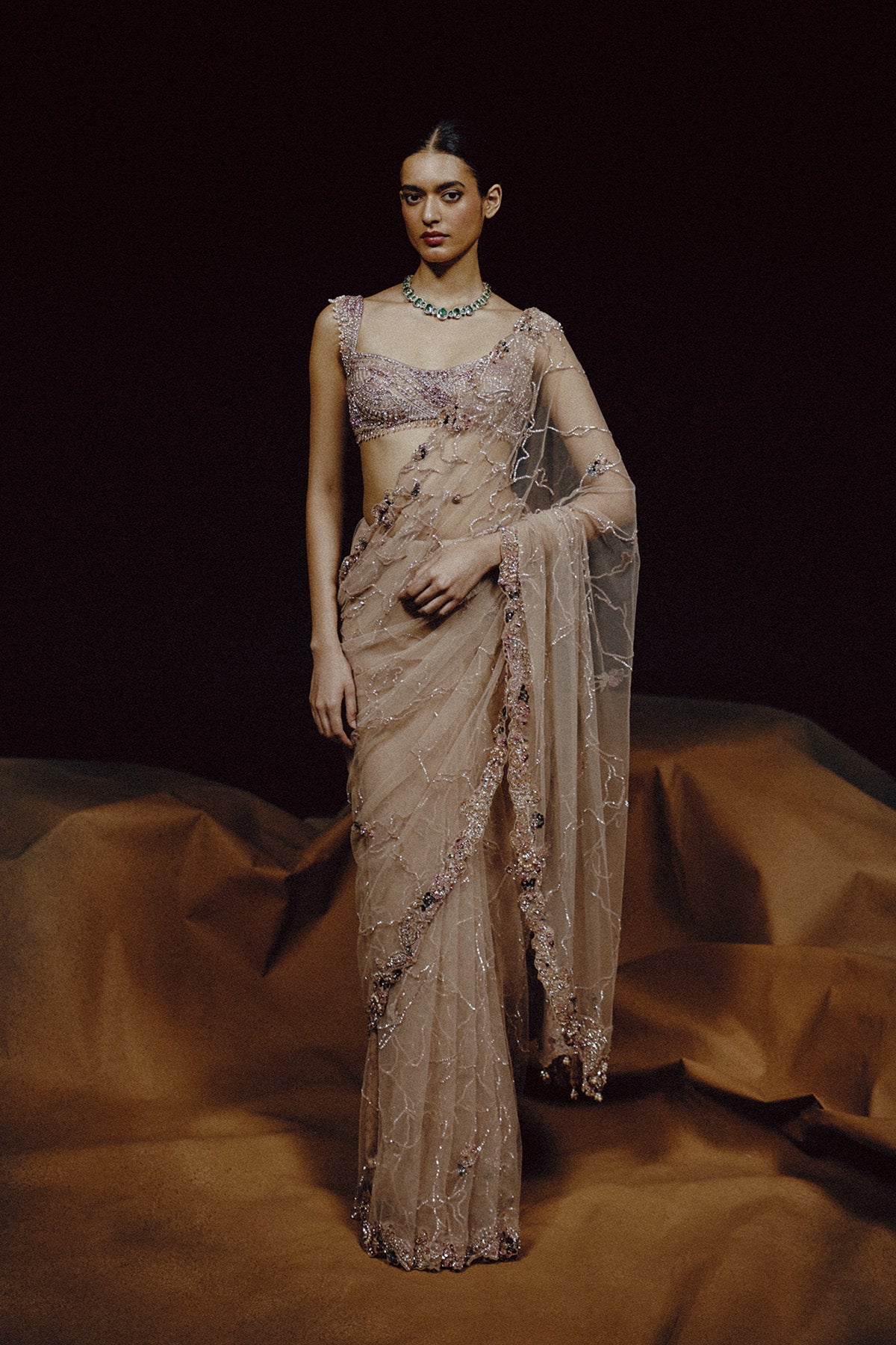 Aura Blush Crystal Saree