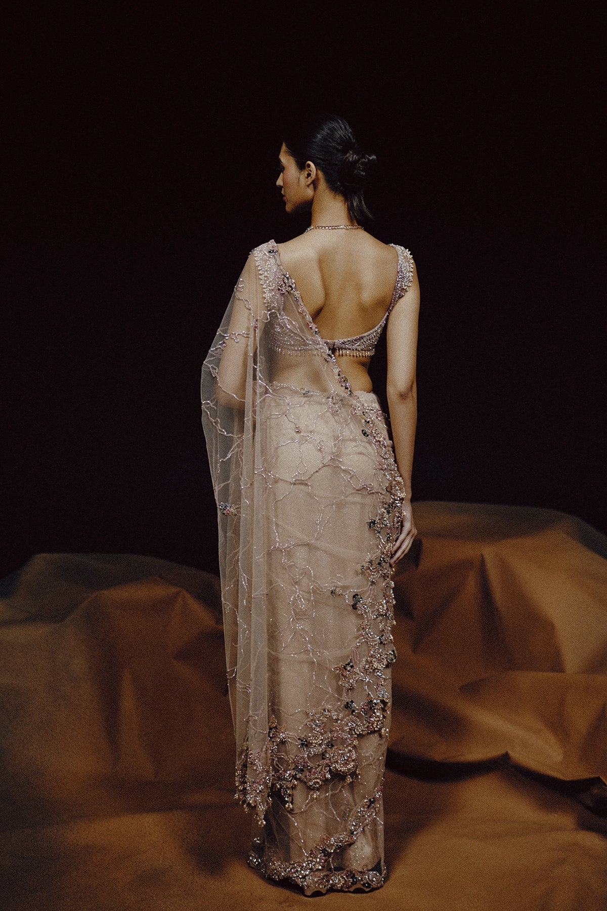 Aura Blush Crystal Saree