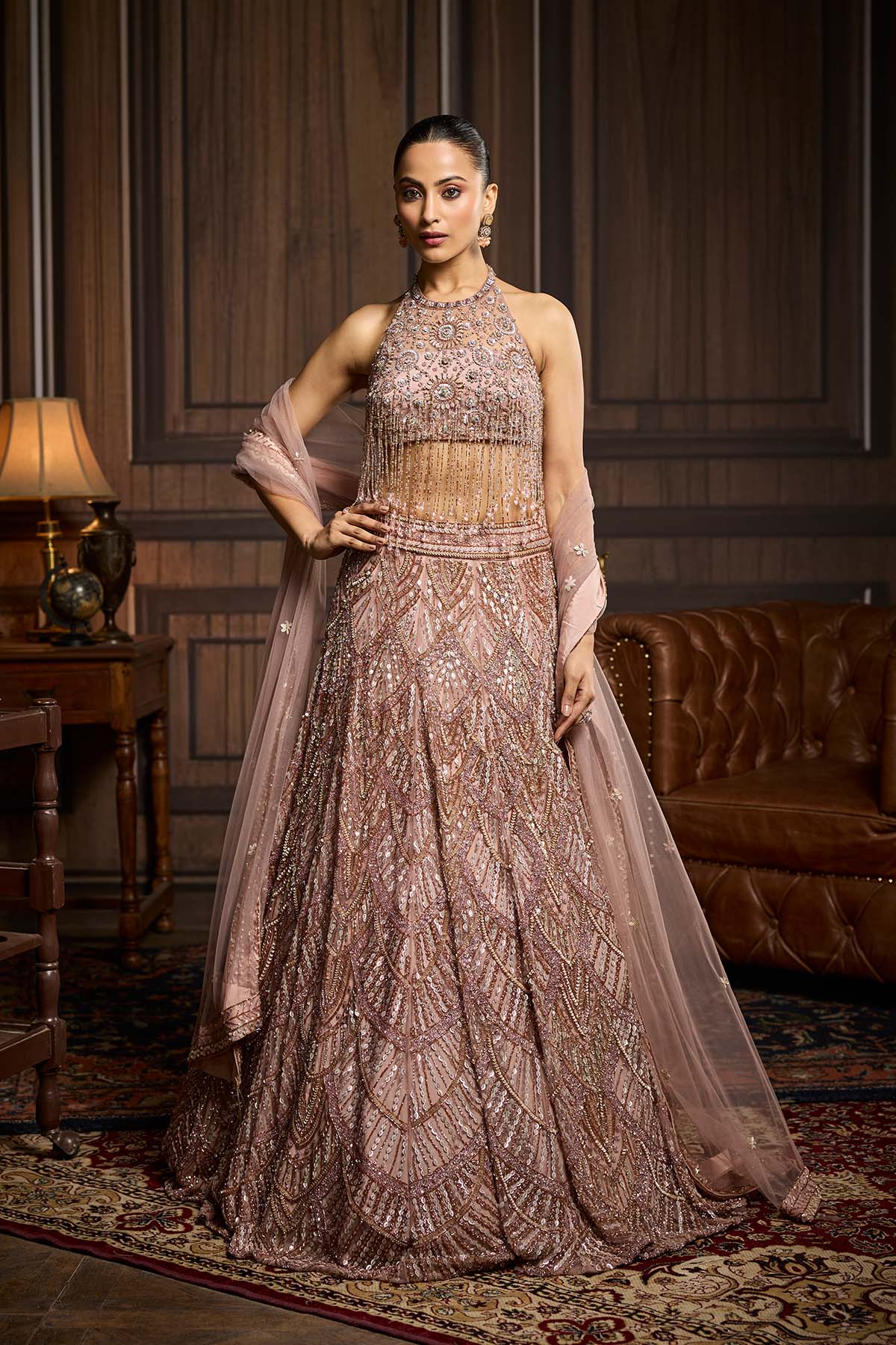 Blush Pink Embellished Lehenga Set