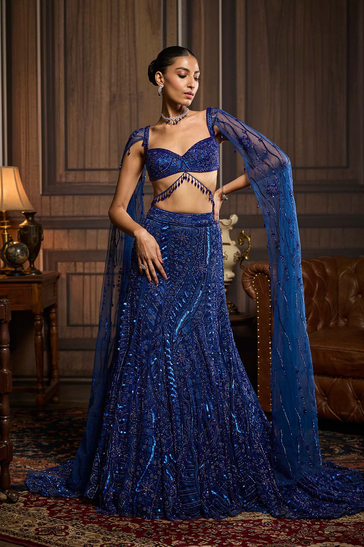 Electric Blue  Trail Mermaid Skirt Set
