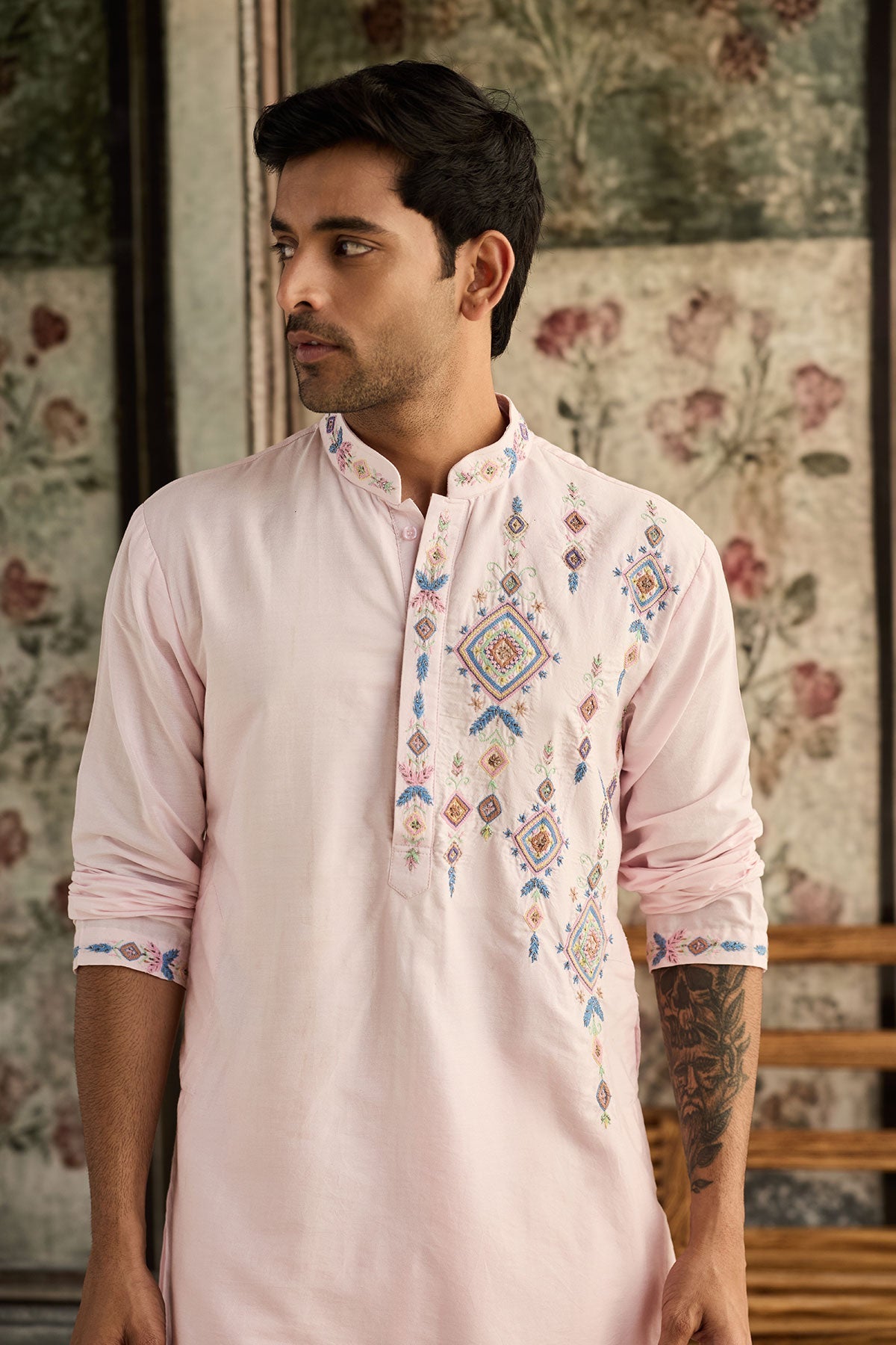 Blush Pink Embroidered Kurta & Pants