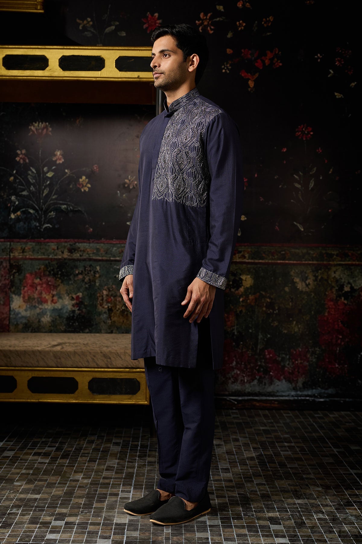 Blue Embroidered Kurta & Pants
