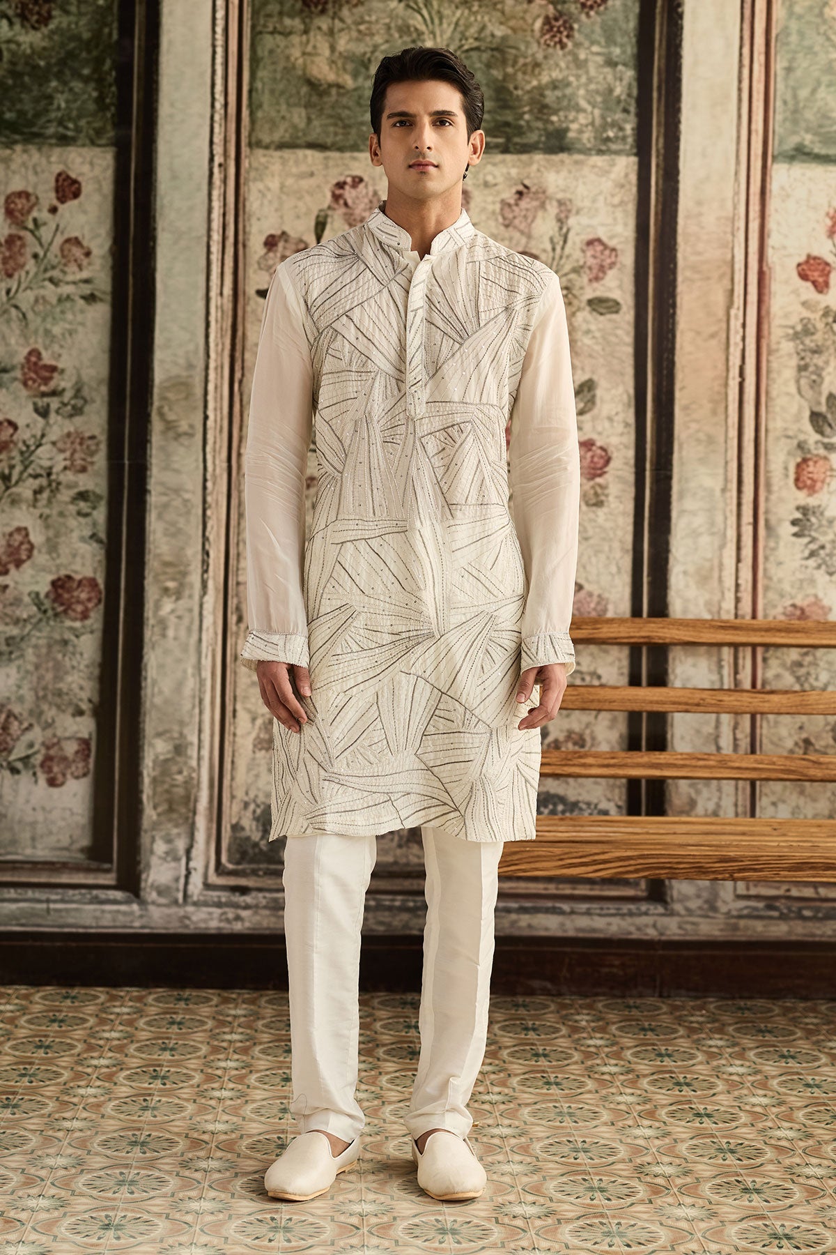 Ivory Embroidered Kurta & Pants