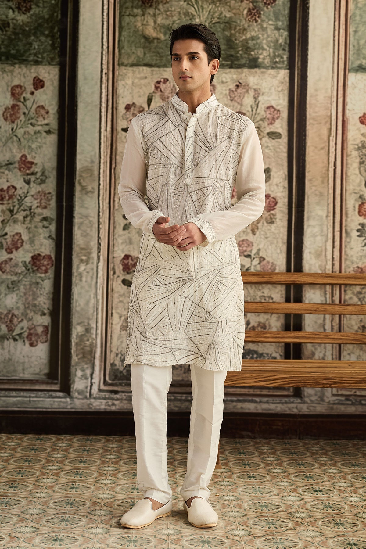 Ivory Embroidered Kurta & Pants