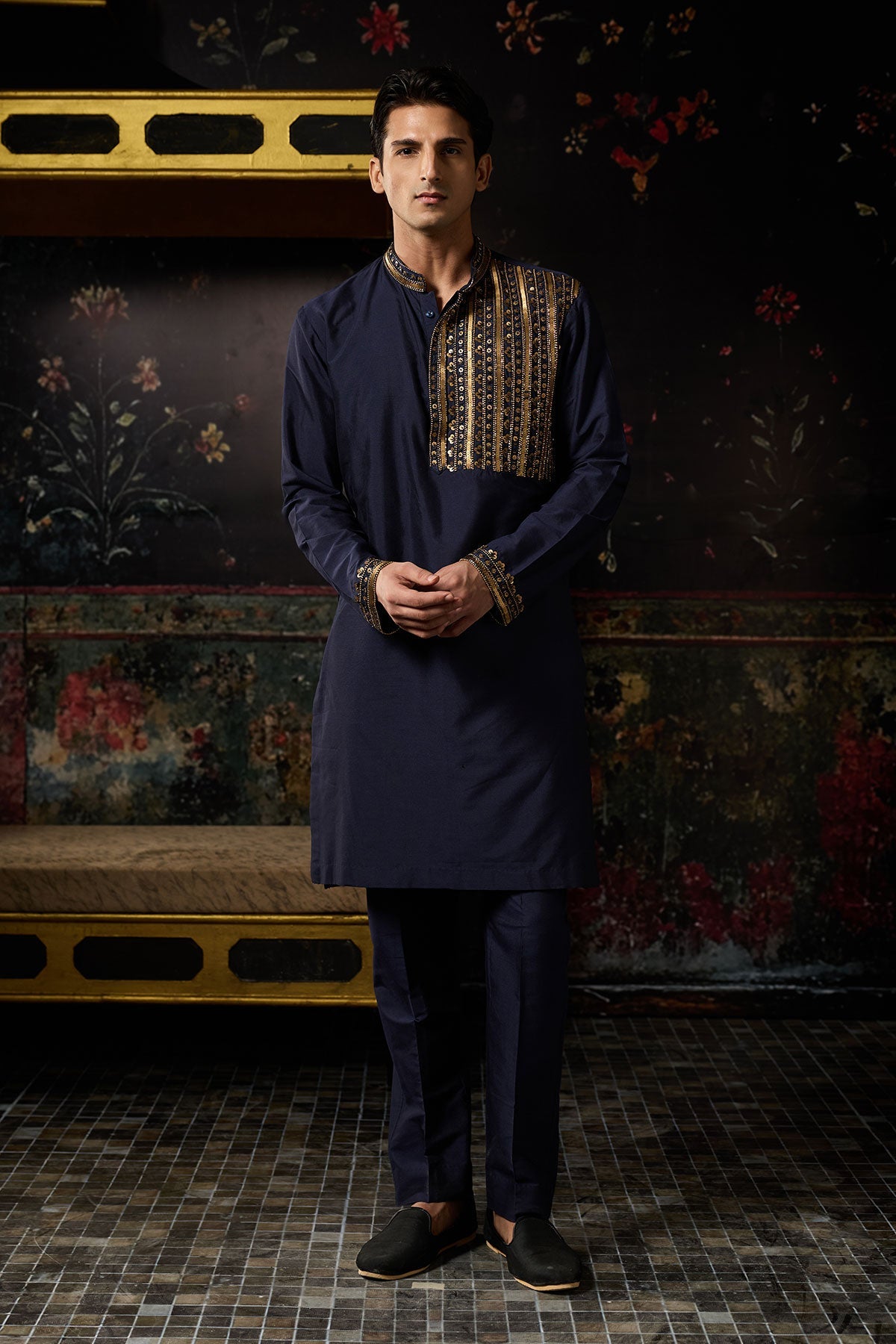 Blue Embrodiered Kurta & Pants