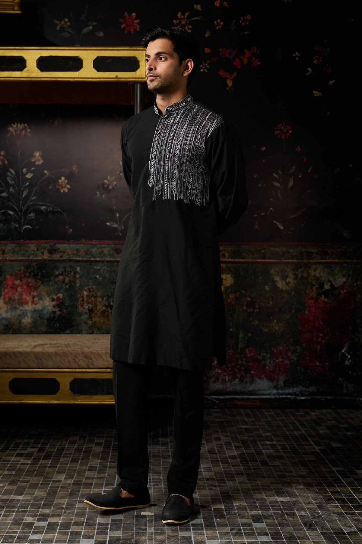 Black Embroidered Kurta And Pants
