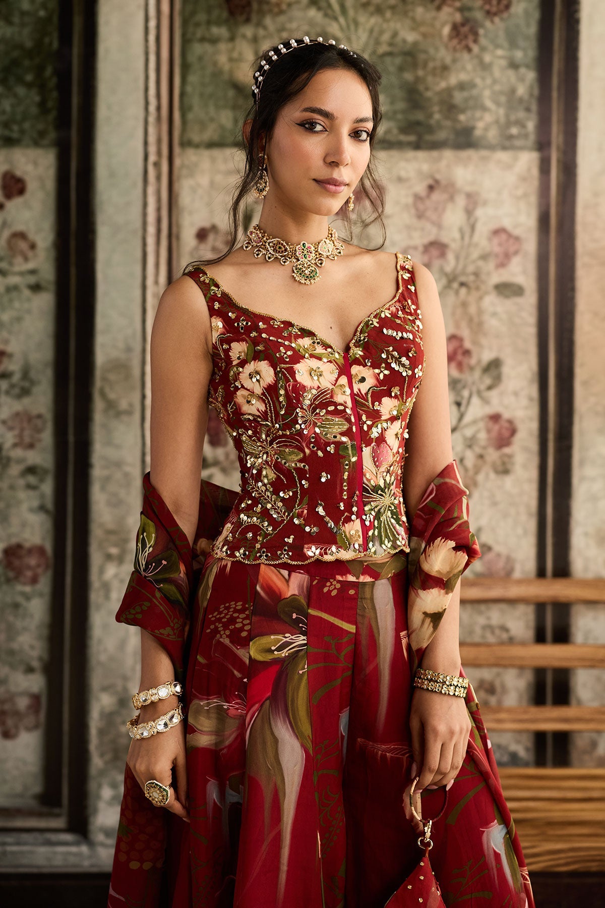 Red Floral Printed Co-Ord Set