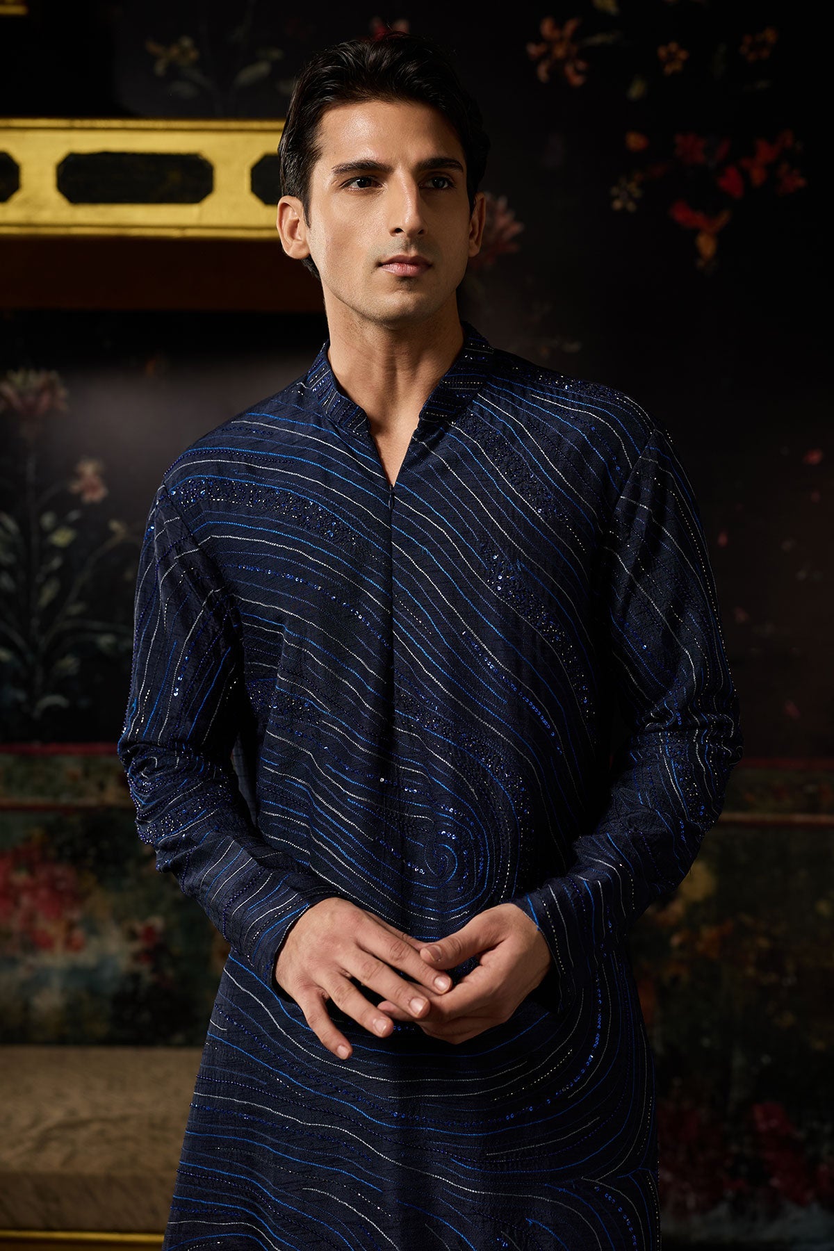 Blue Embroidered Kurta With Pants
