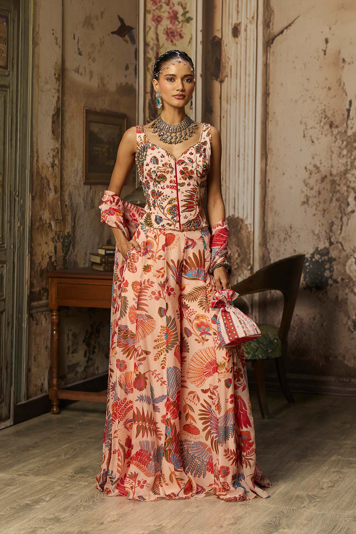 BLUSH PINK PRINTED AND HIGHLIGHTED CO-ORD SET