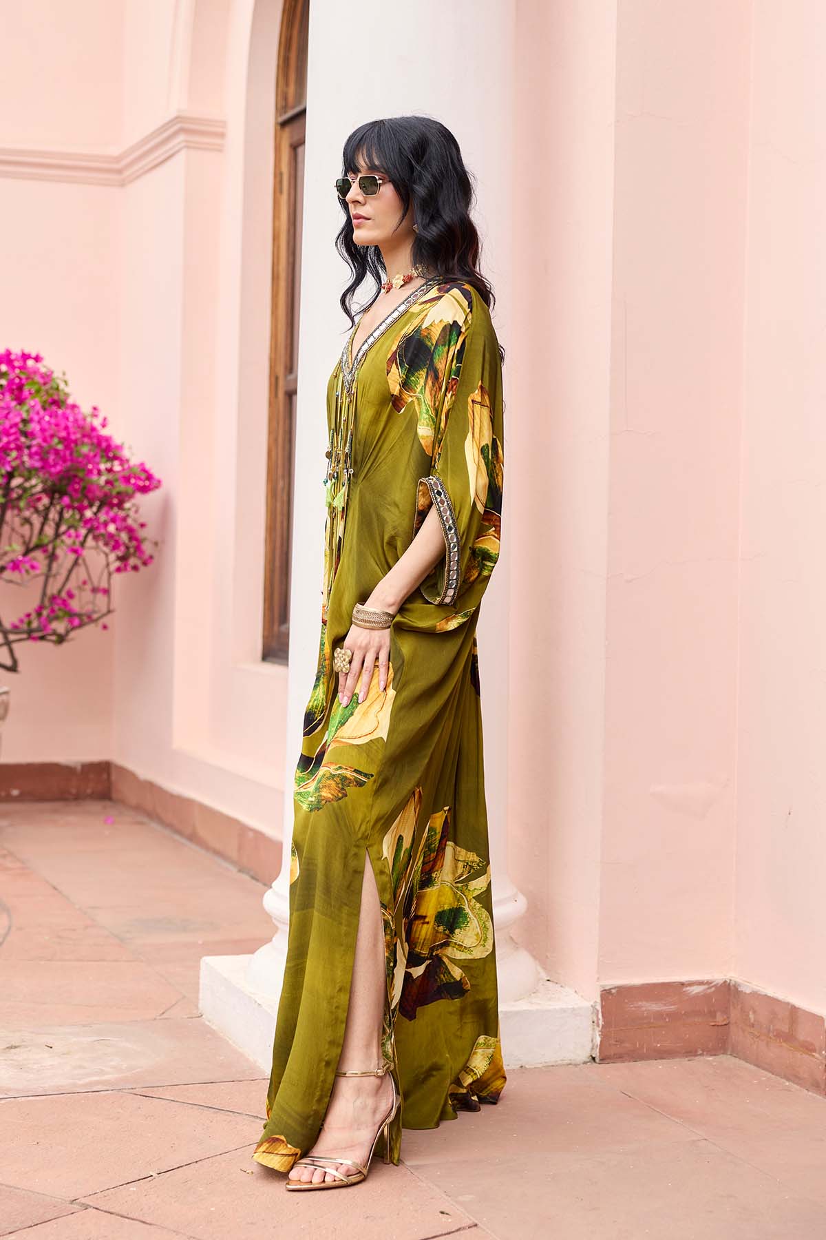 Matcha Green Floral Kaftan