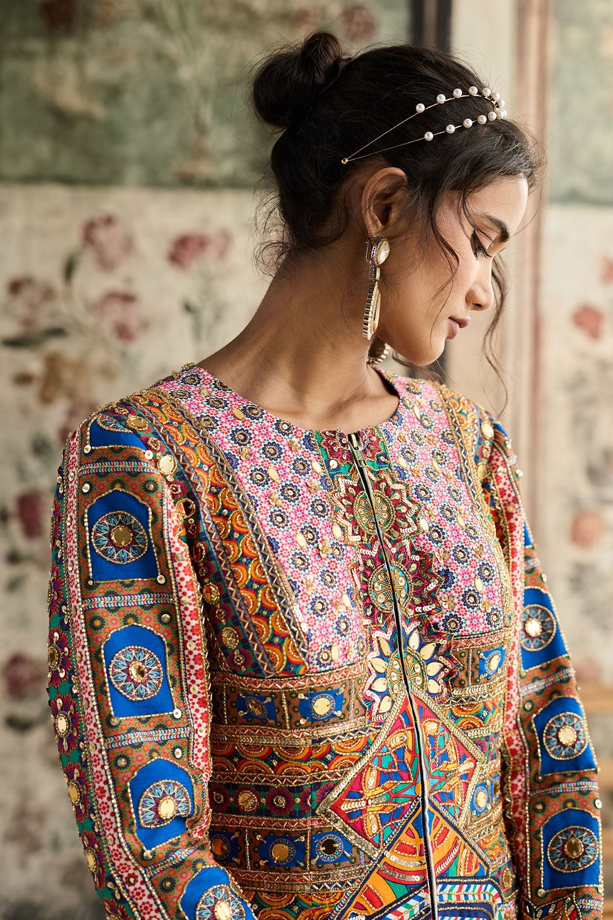 Multi-Color Print And Highlighted Jacket Set