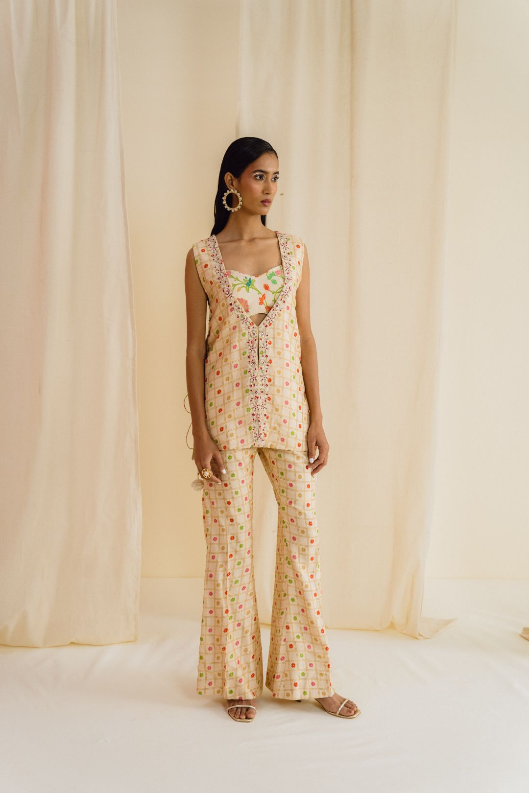 Ivory Printed Jacket set