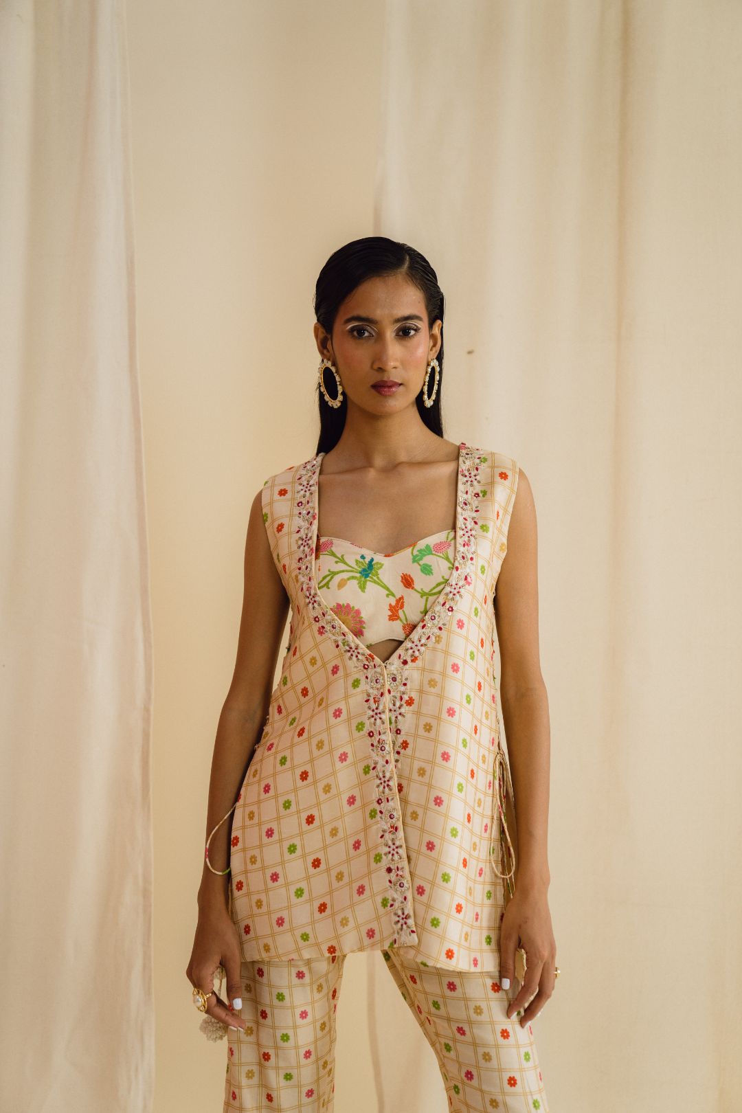 Ivory Printed Jacket set