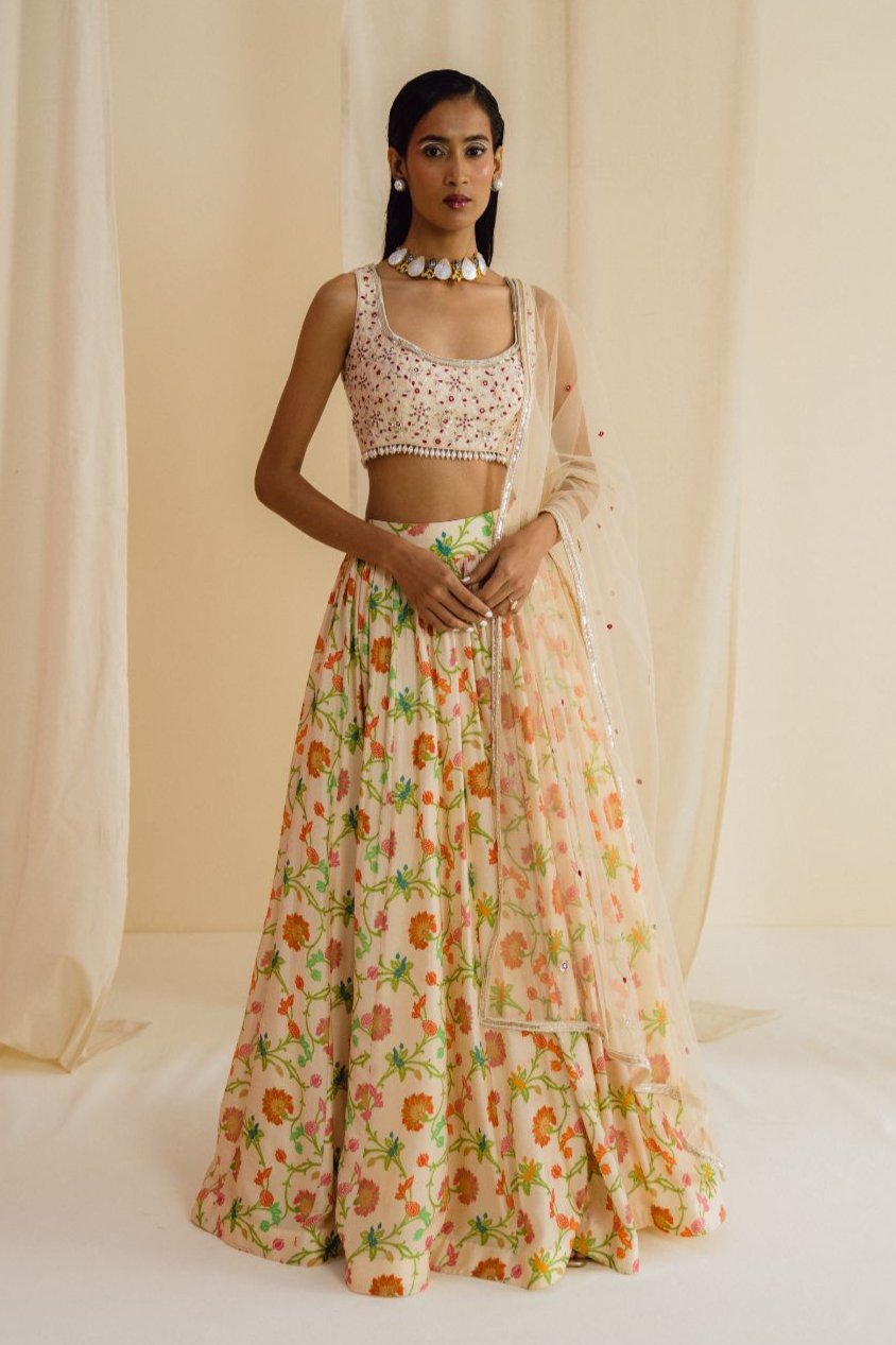Ivory Printed lehenga Set