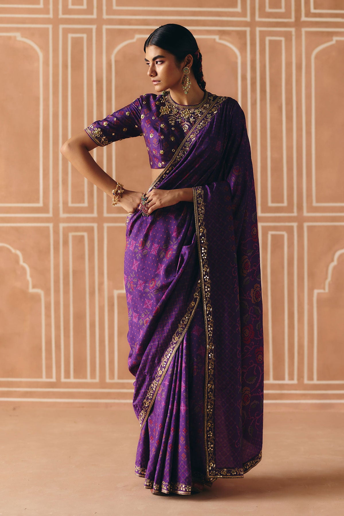 Imperial violet saree set
