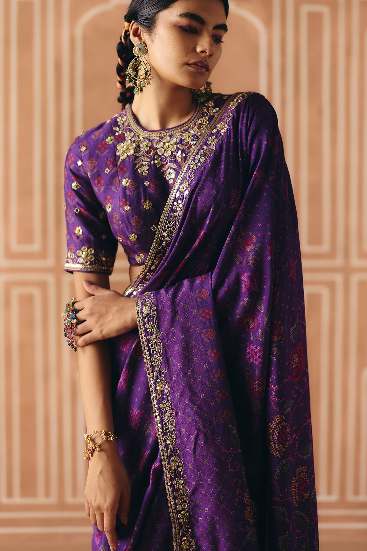 Imperial violet saree set