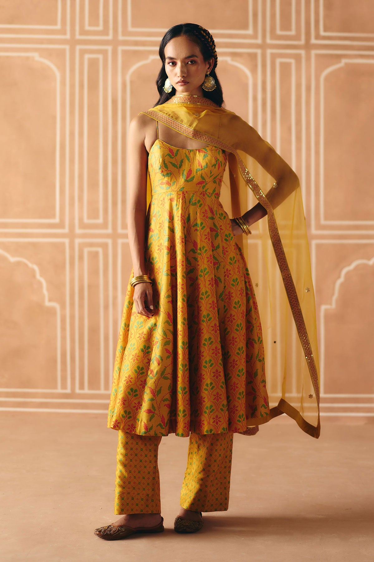 Marigold yellow anarkali set