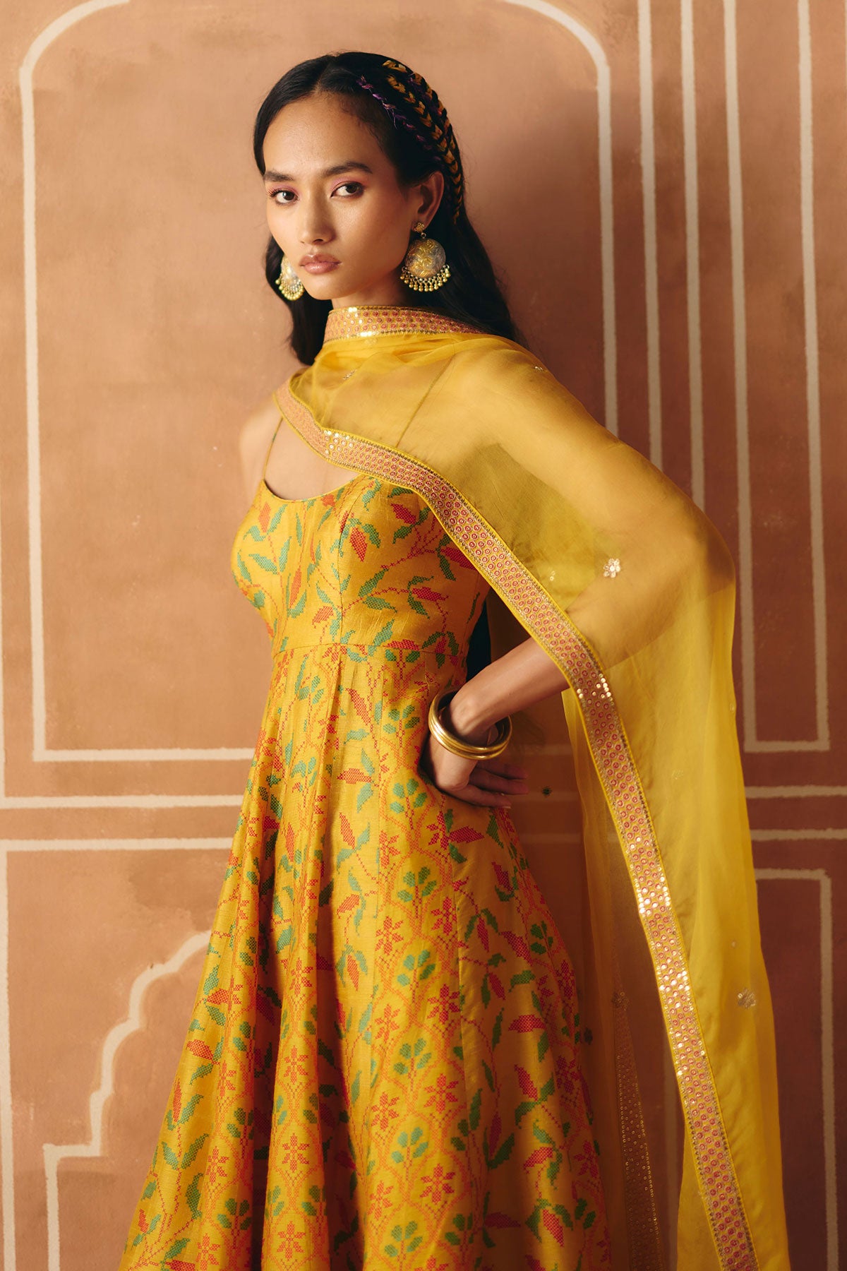 Marigold yellow anarkali set