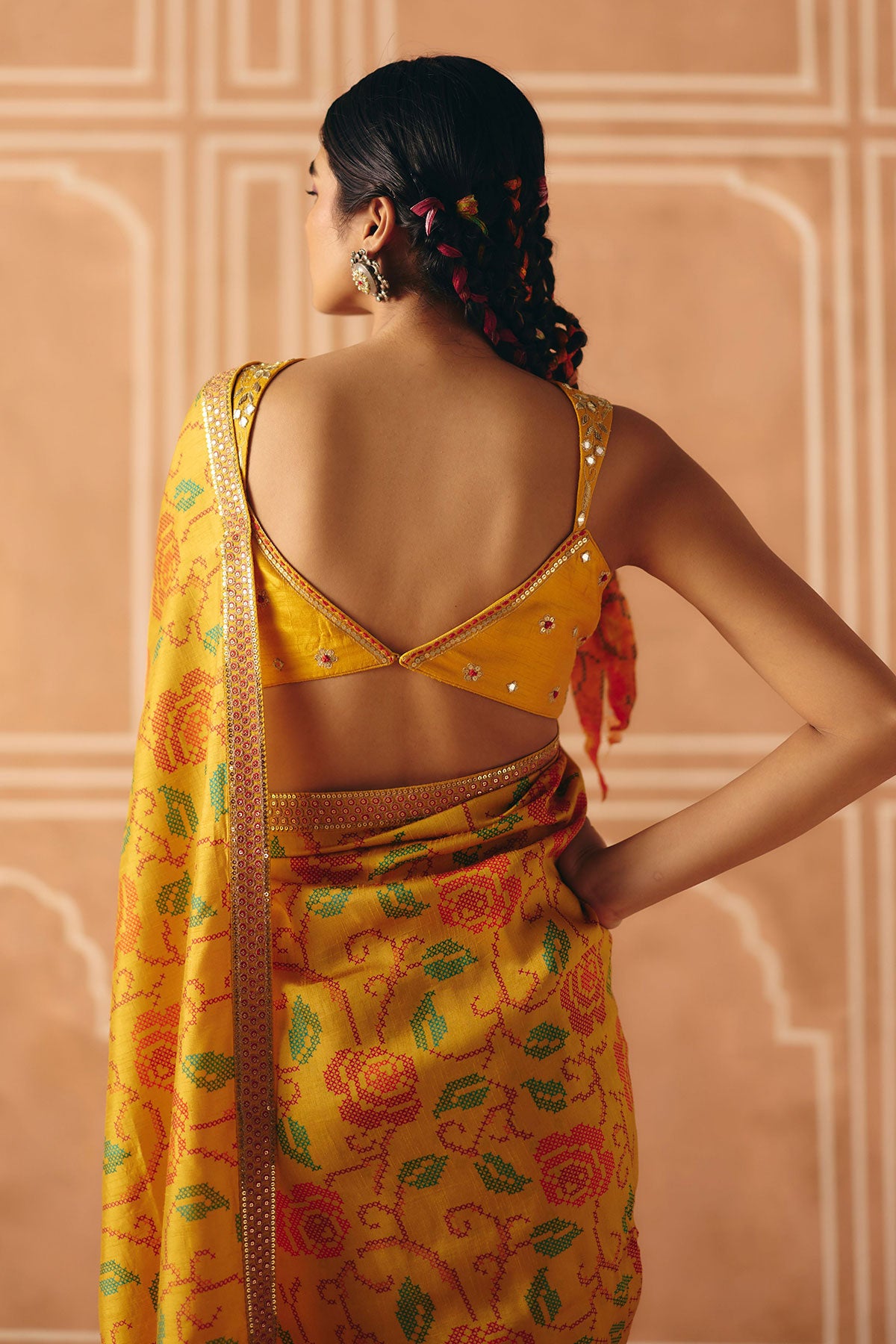 Marigold yellow saree set