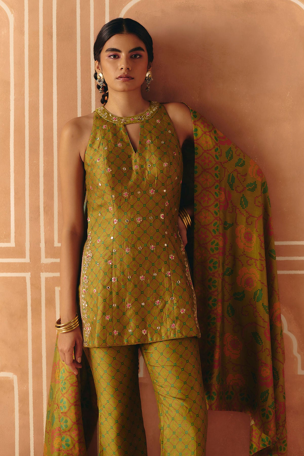 Parrot green tunic set