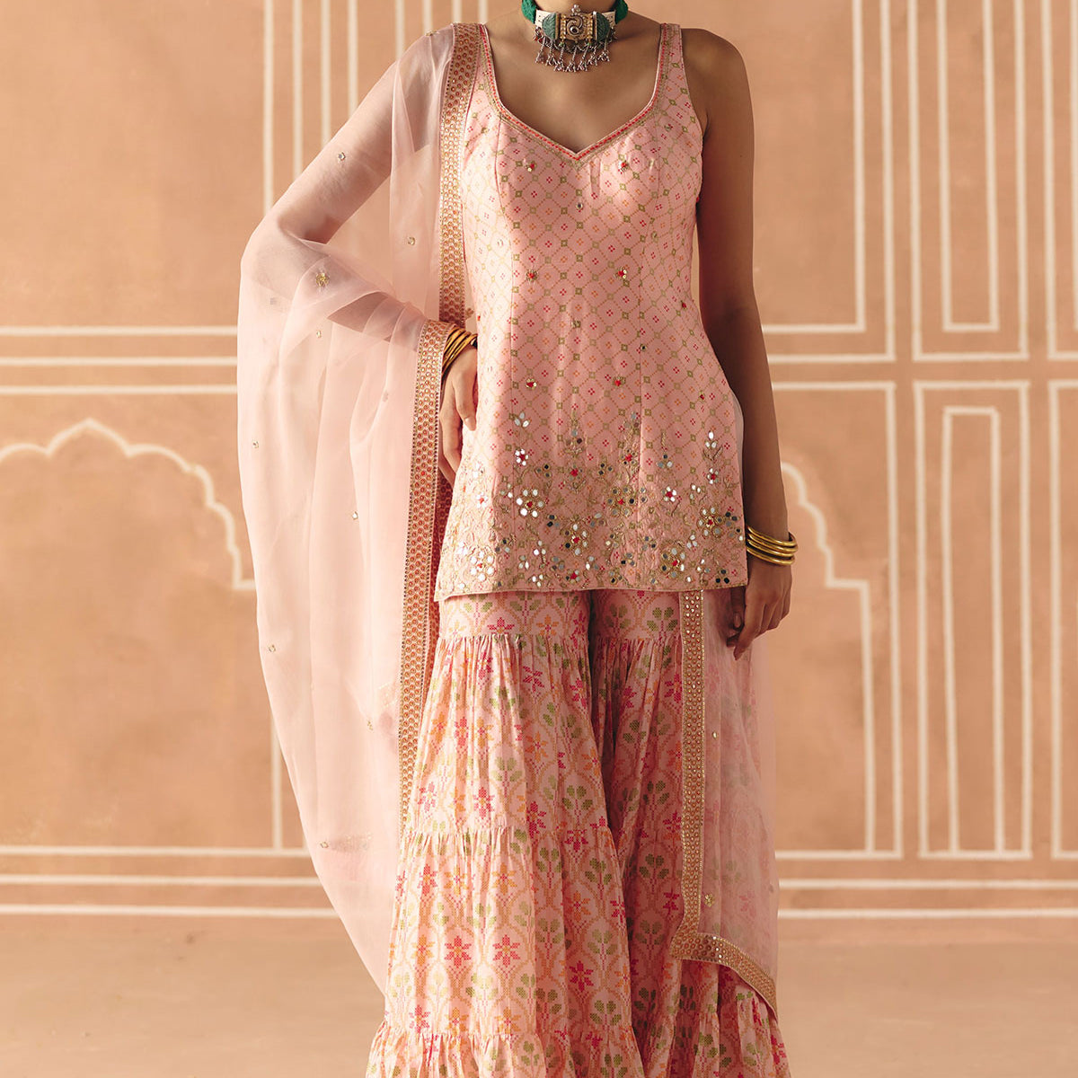Blush pink sharara set 0