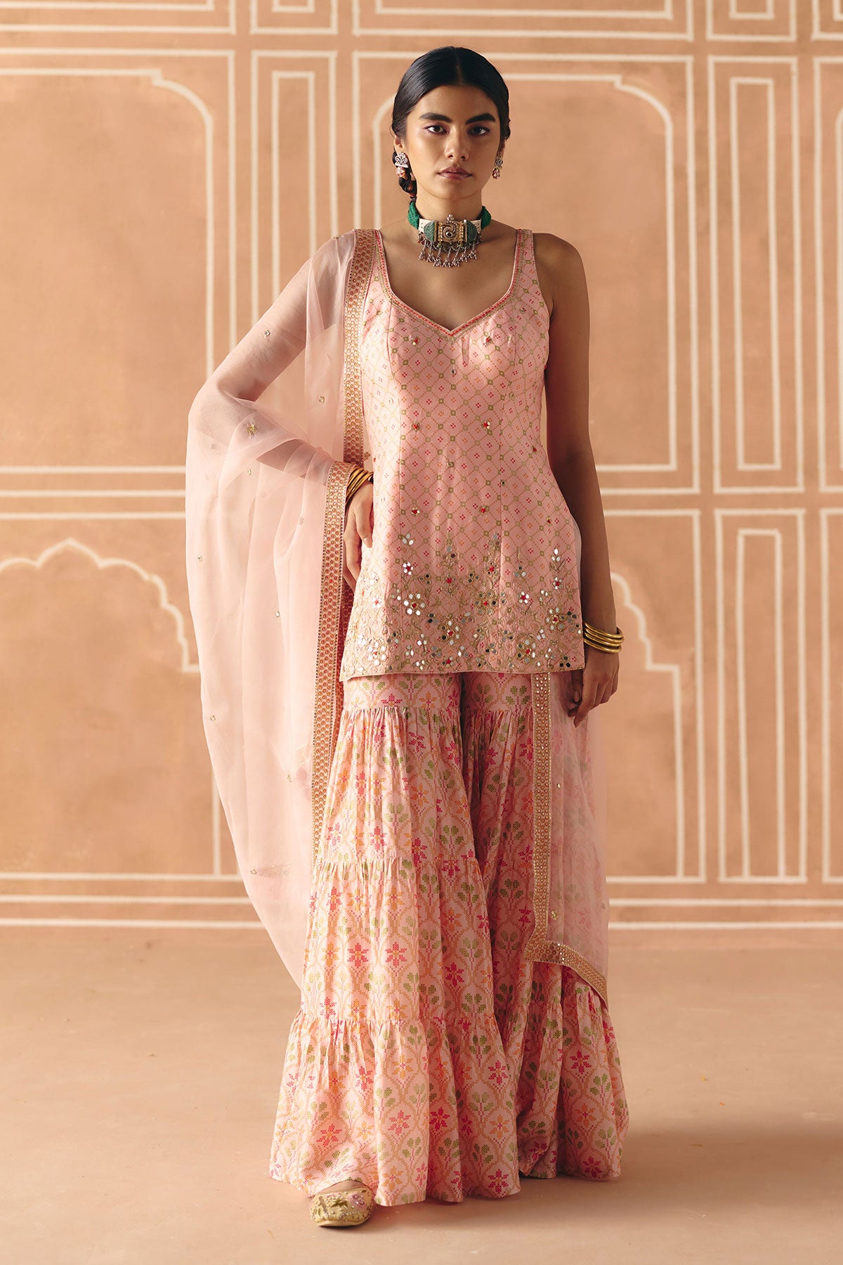 Blush pink sharara set