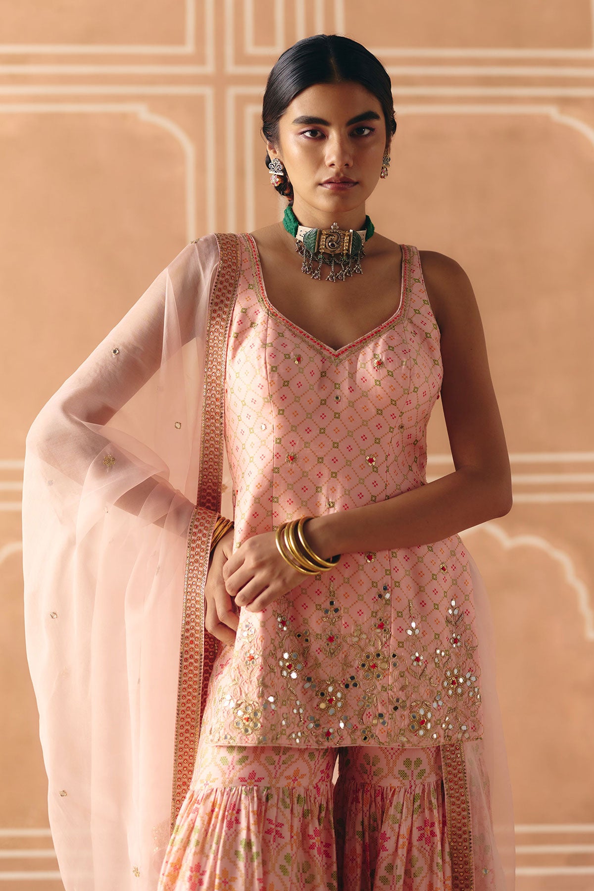 Blush pink sharara set
