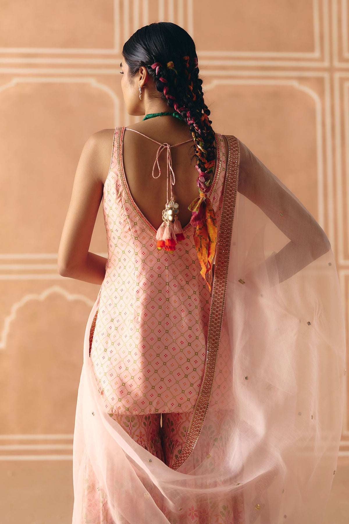 Blush pink sharara set