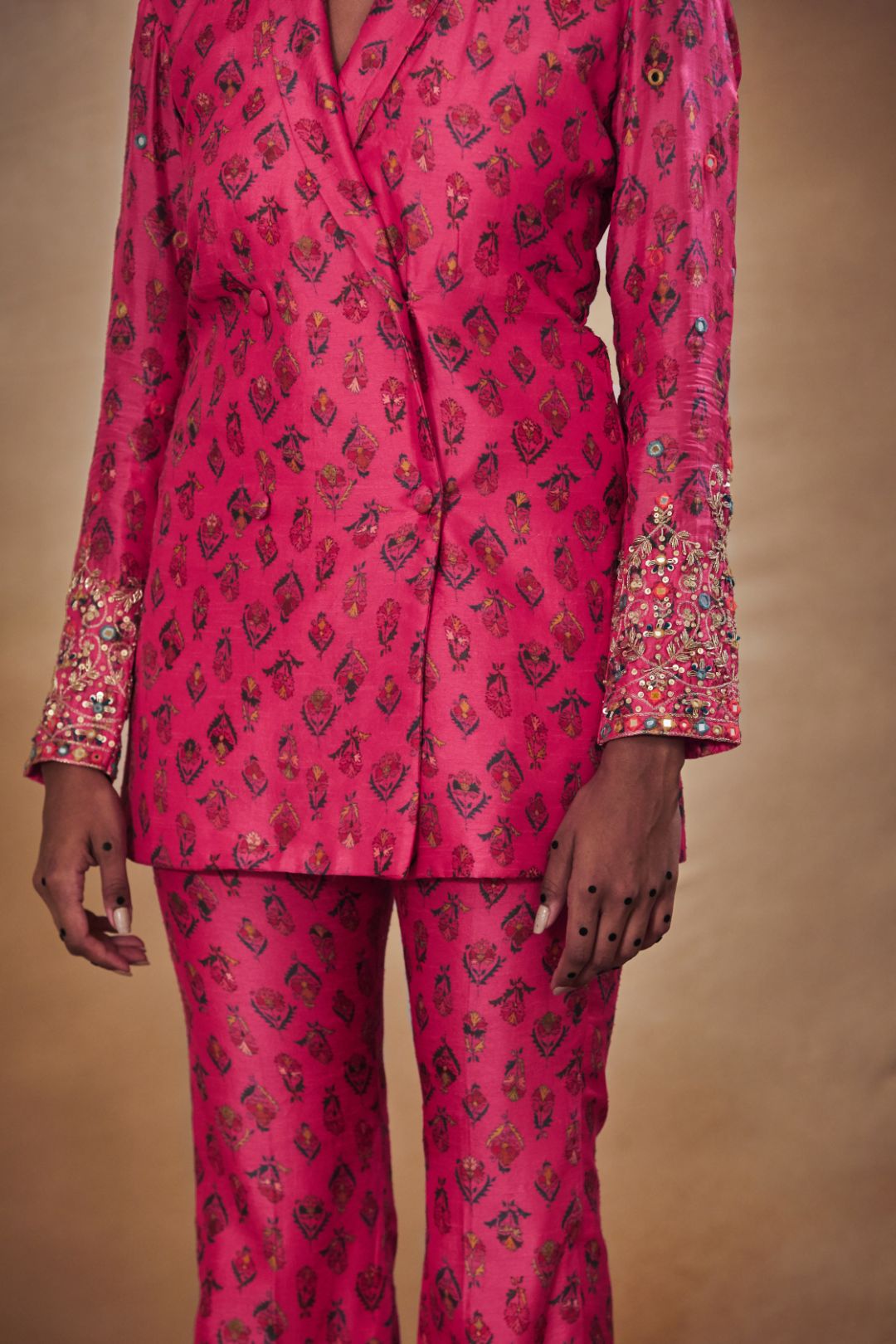 Fuchsia Jacket Tunic Set