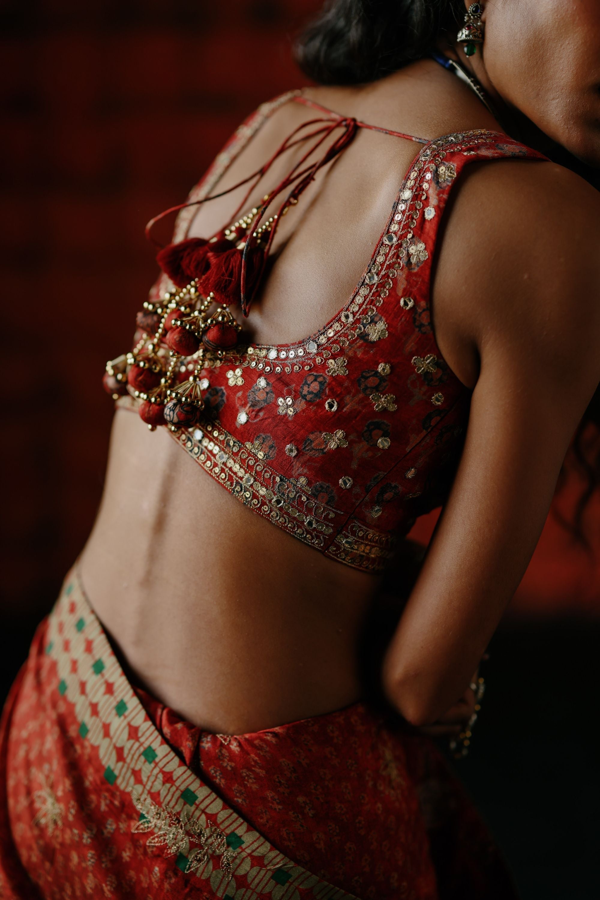 Brick red saree
