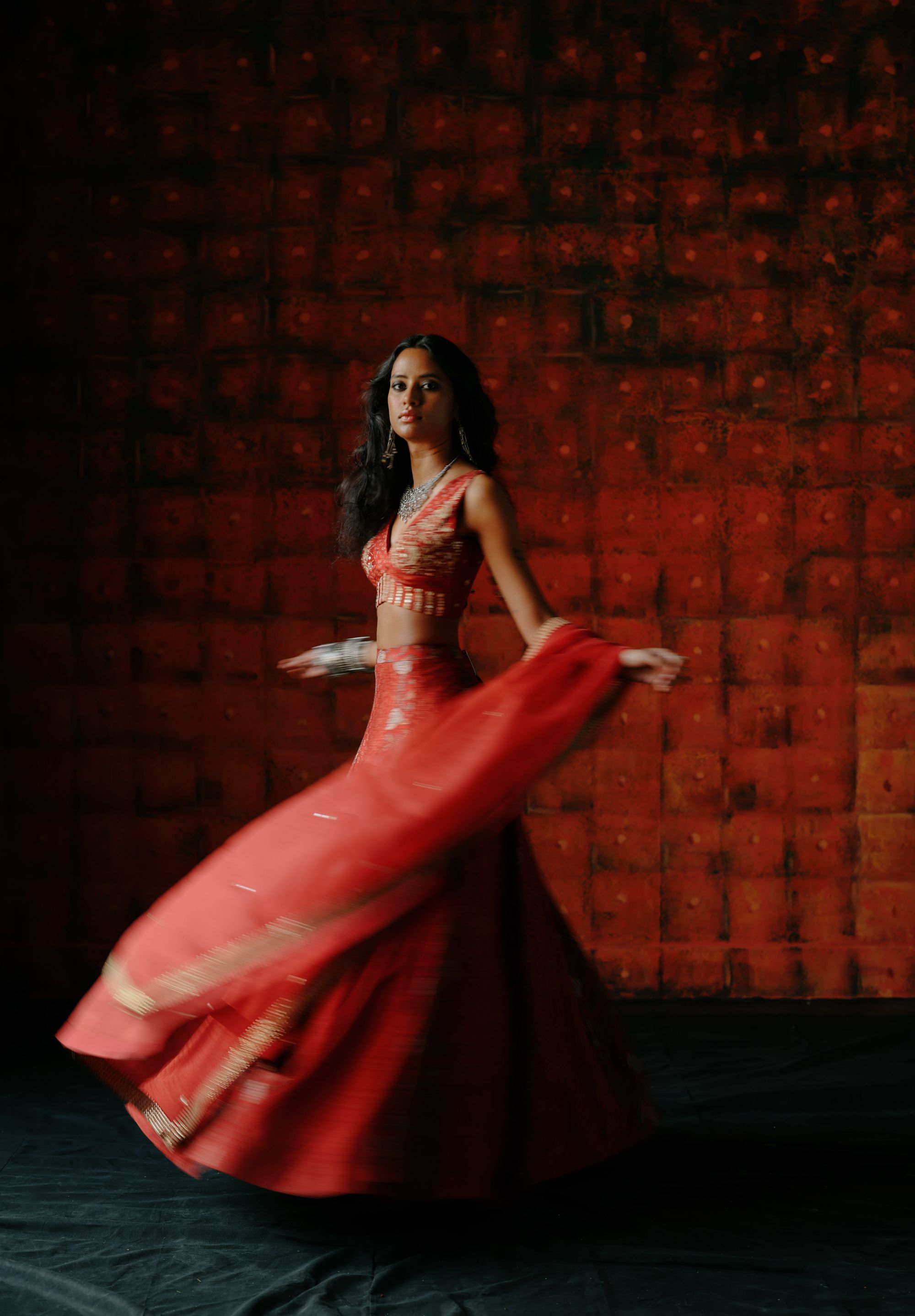Brick red lehenga