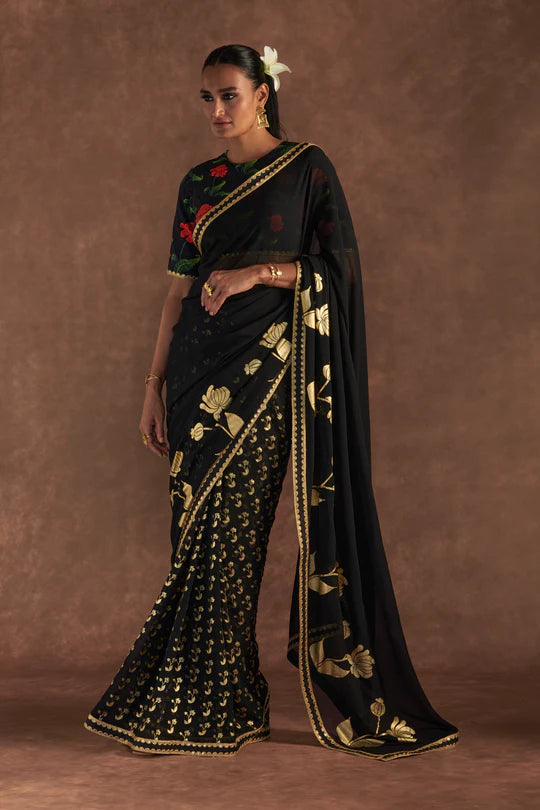 Black Springbud Saree