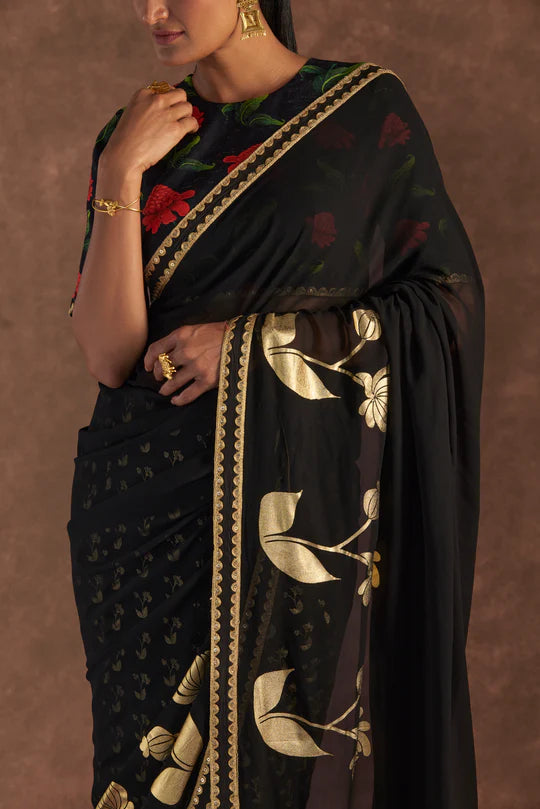 Black Springbud Saree