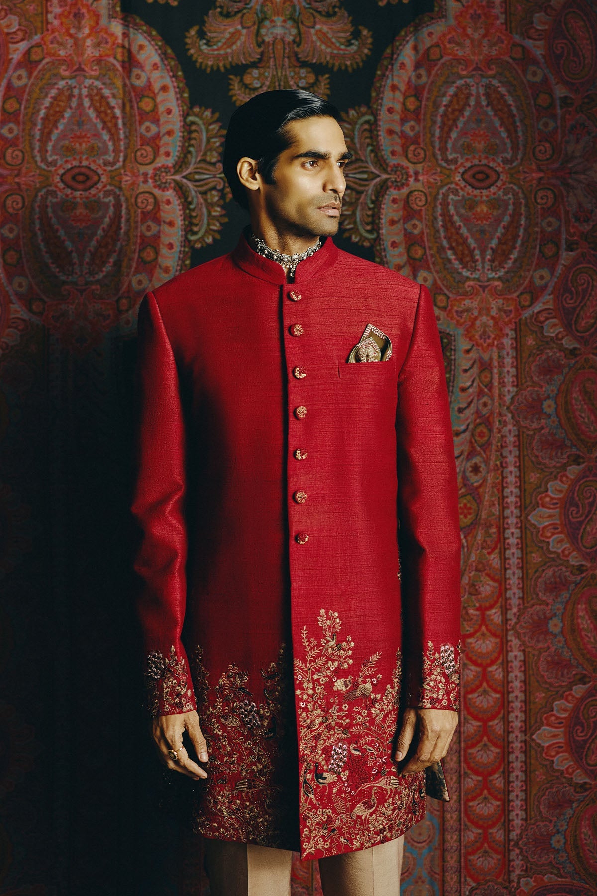 Vermilion Kashida Achkan