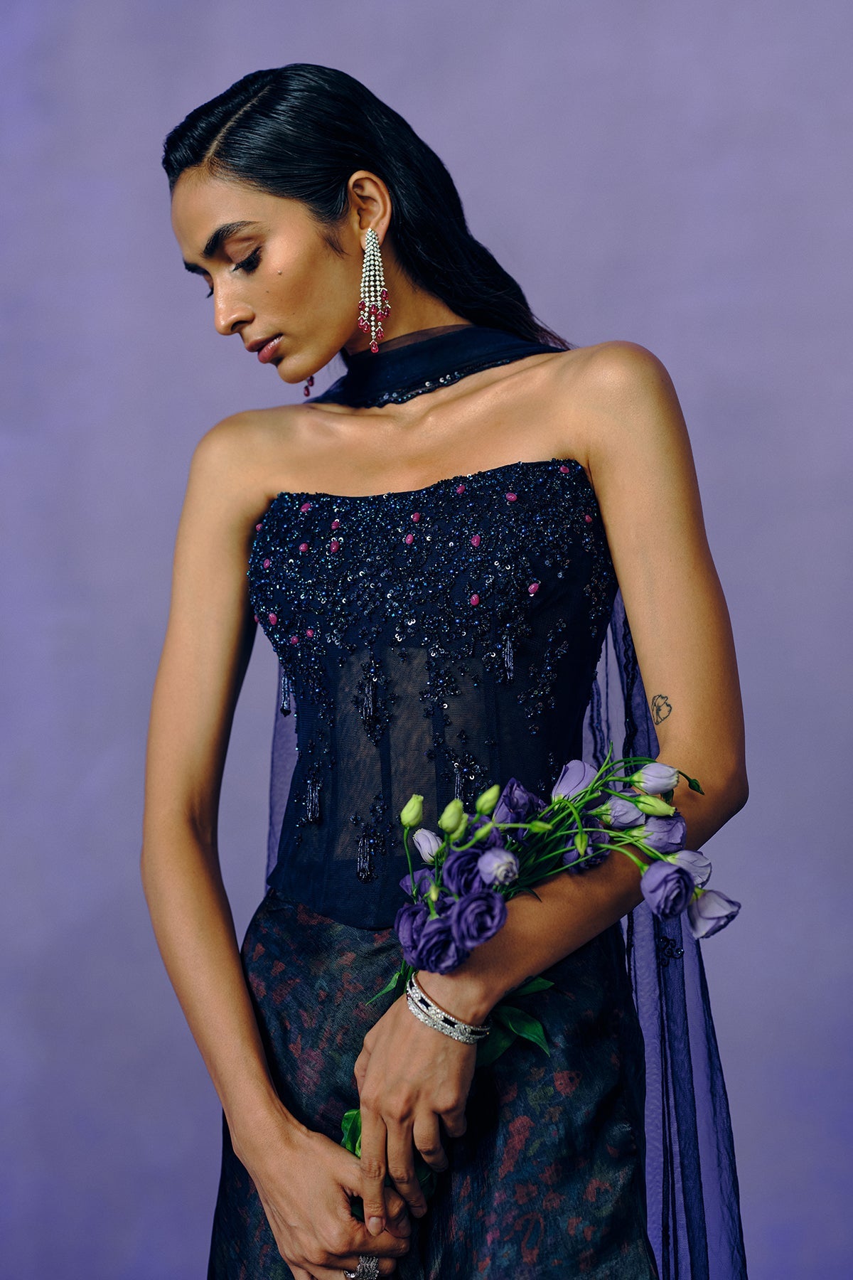 DollyJ Studio Violet Violet Nocturne Corset & Skirt Set Custom / Violet