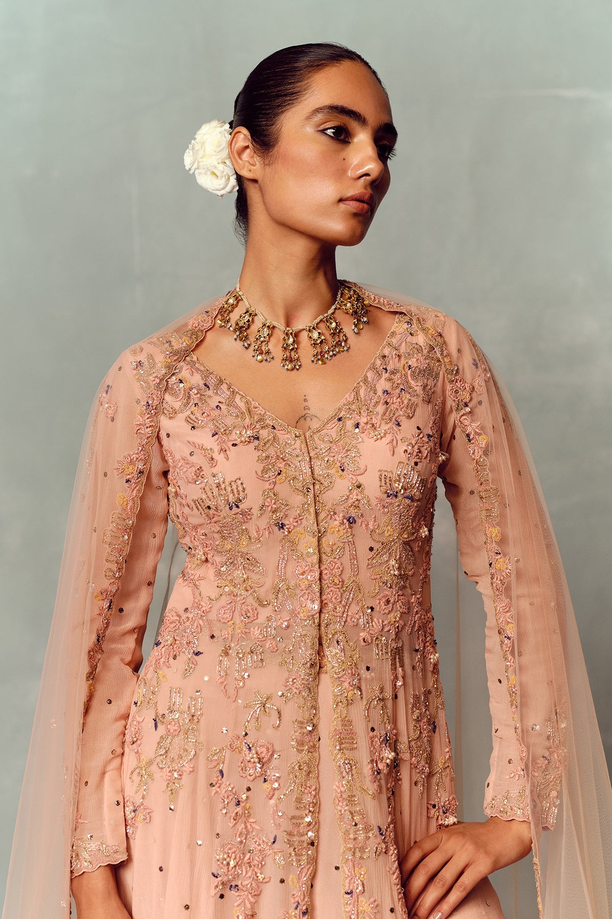 Sunset Petal Kurta and Skirt Suit Set