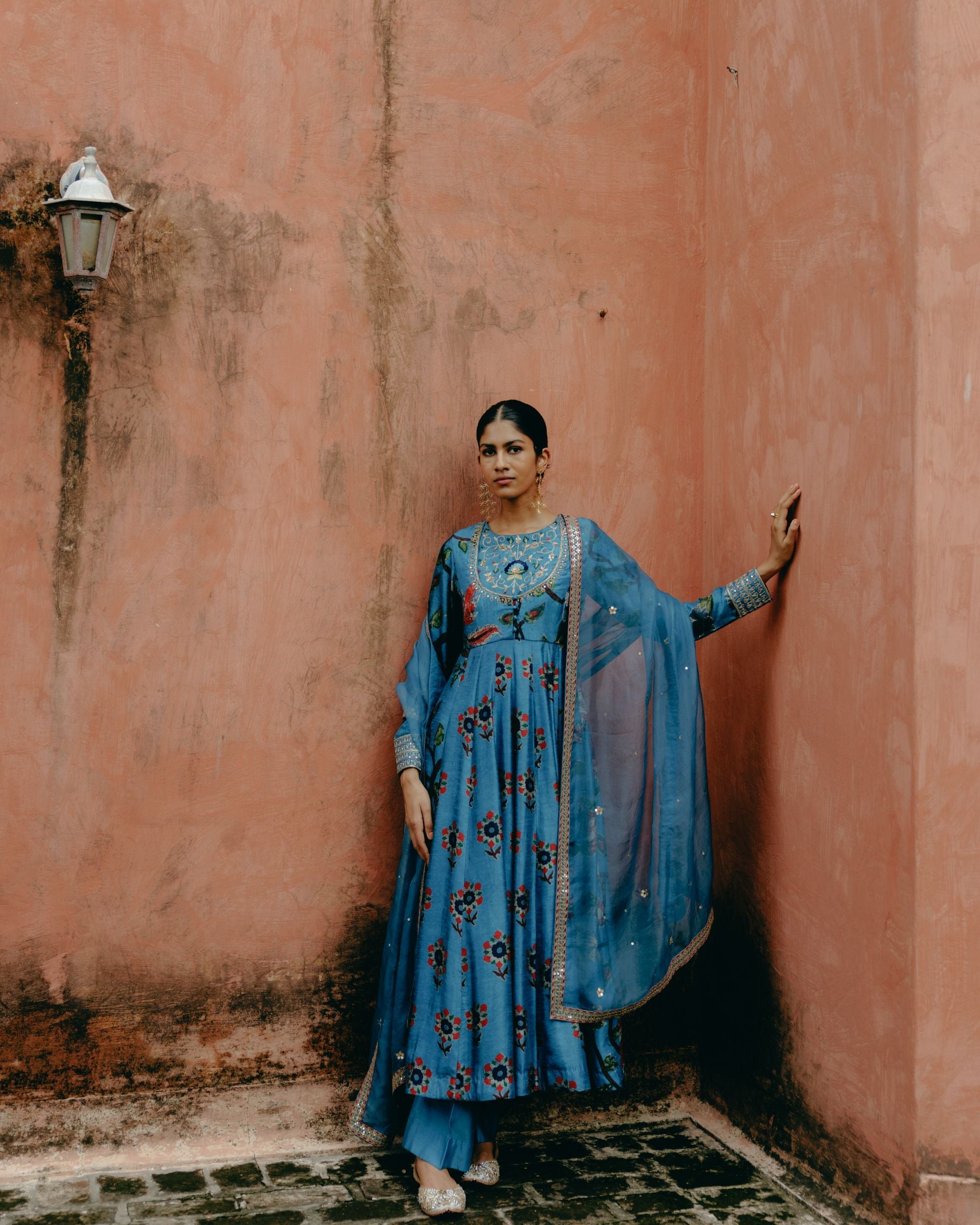 Azure blue anarkali