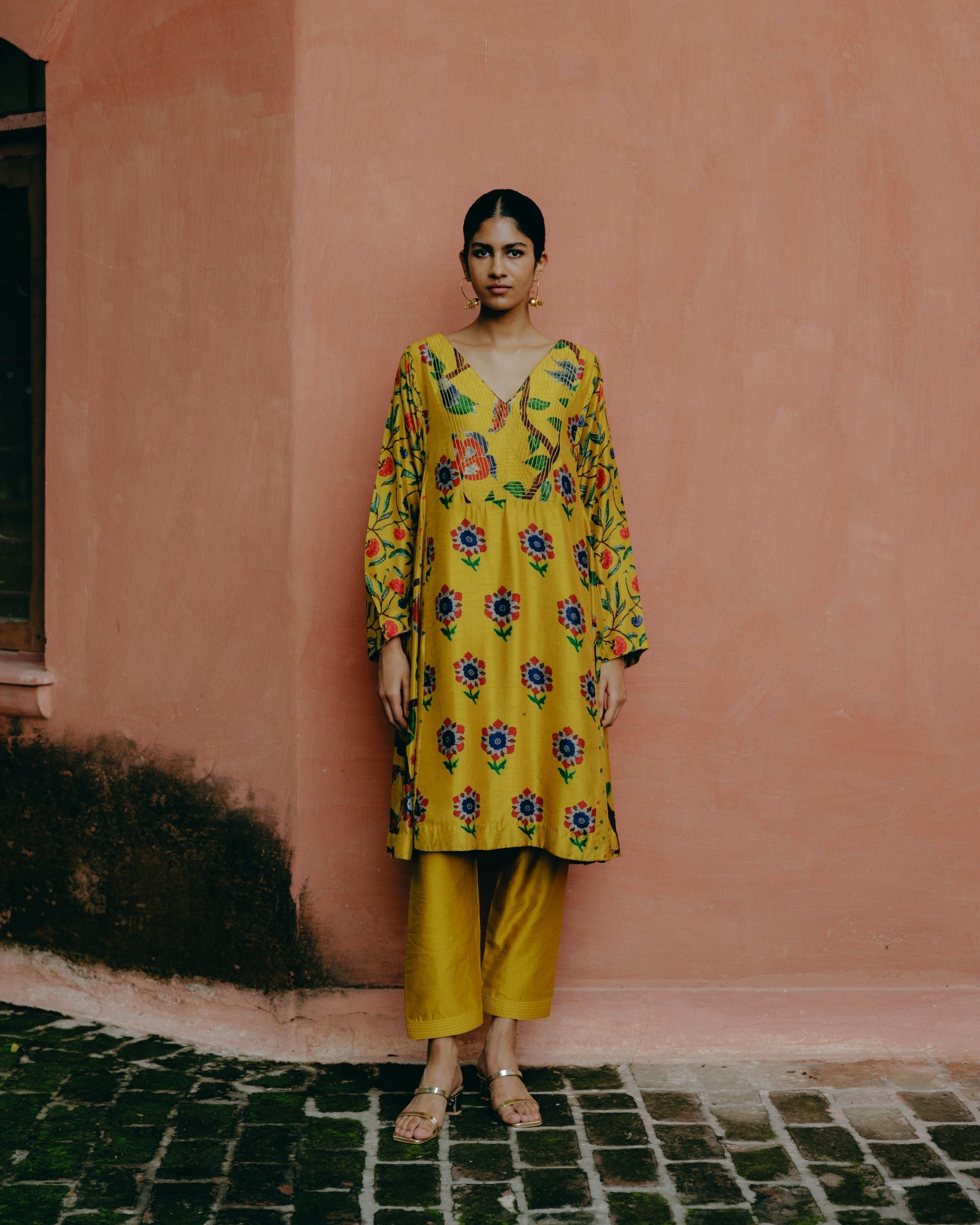 Sunflower yellow kalidar kurta