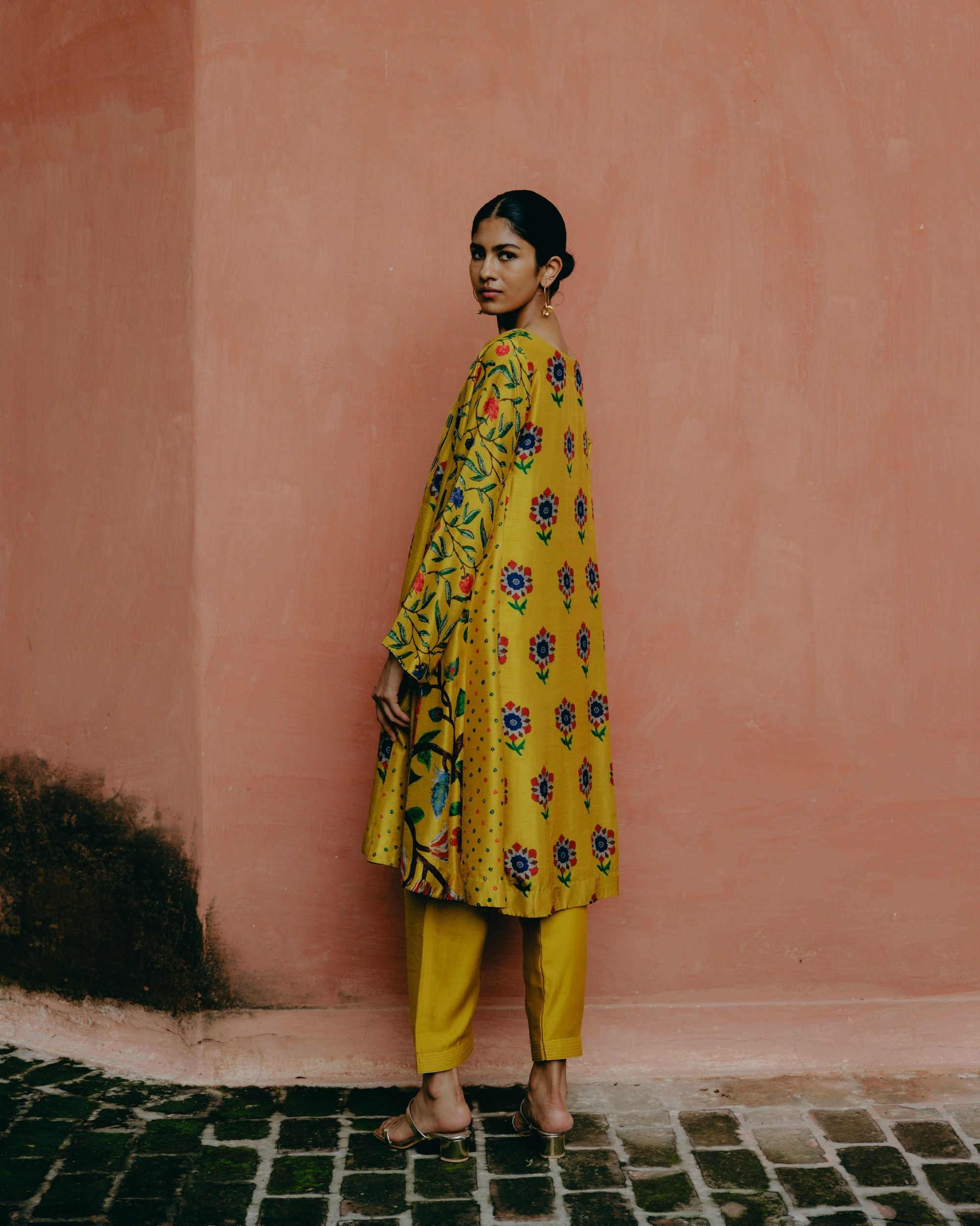Sunflower yellow kalidar kurta