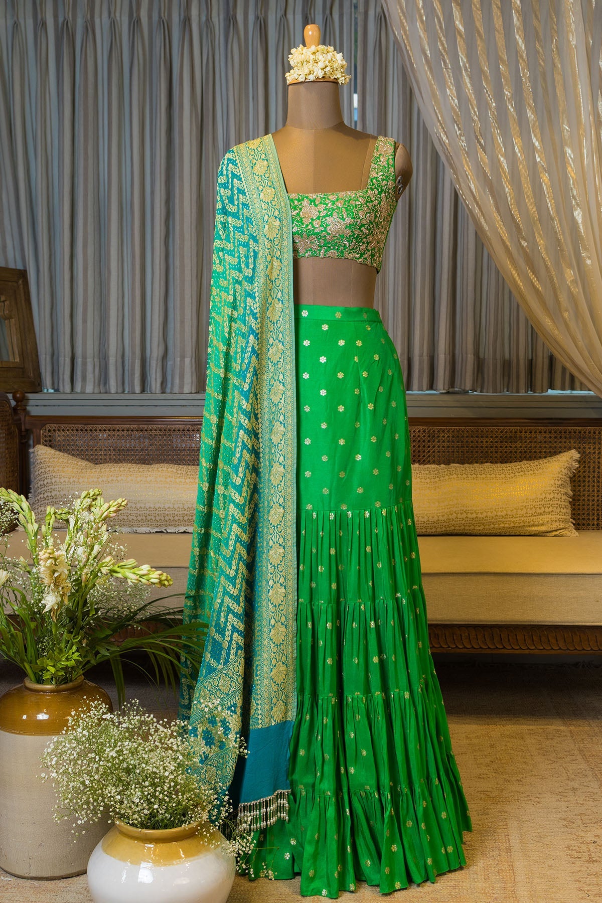 AISHA WITH BANDHEJ DUPATTA