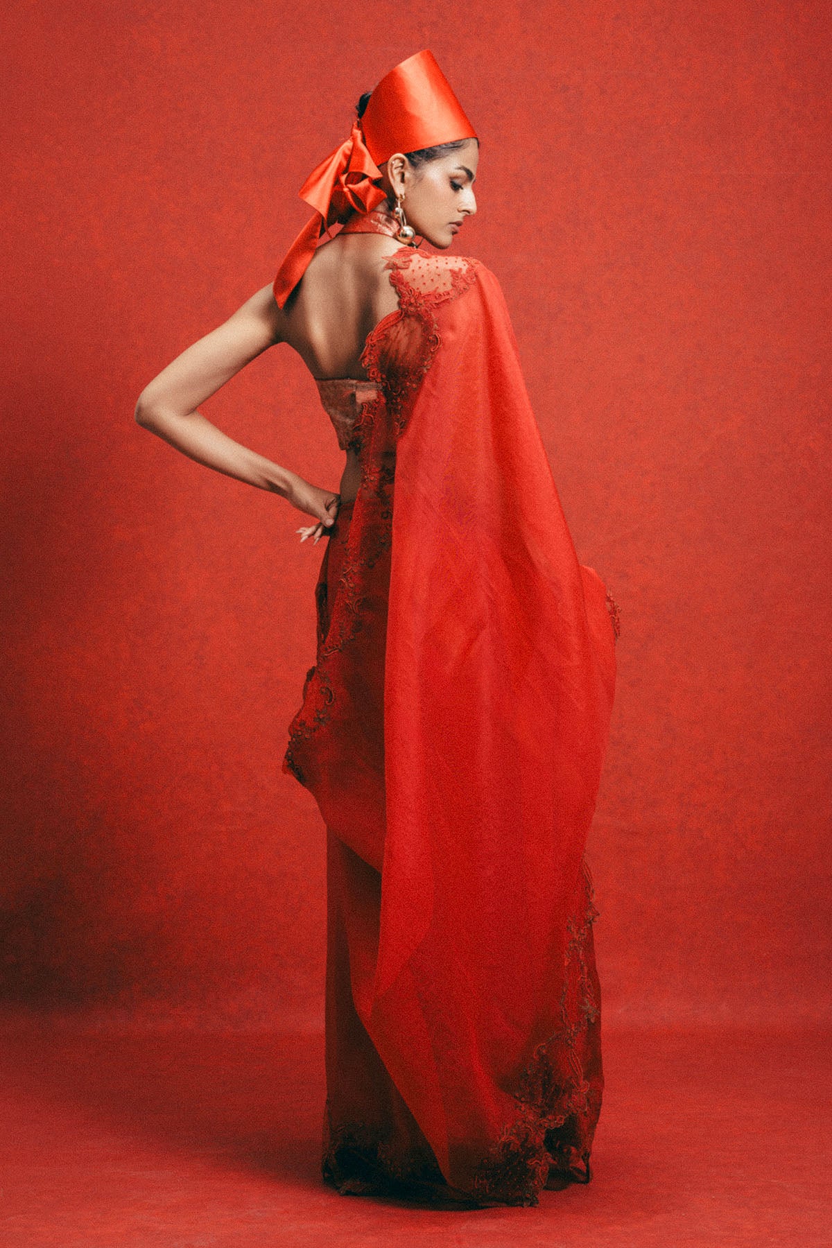 Handwoven Red Kora Banarasi Saree